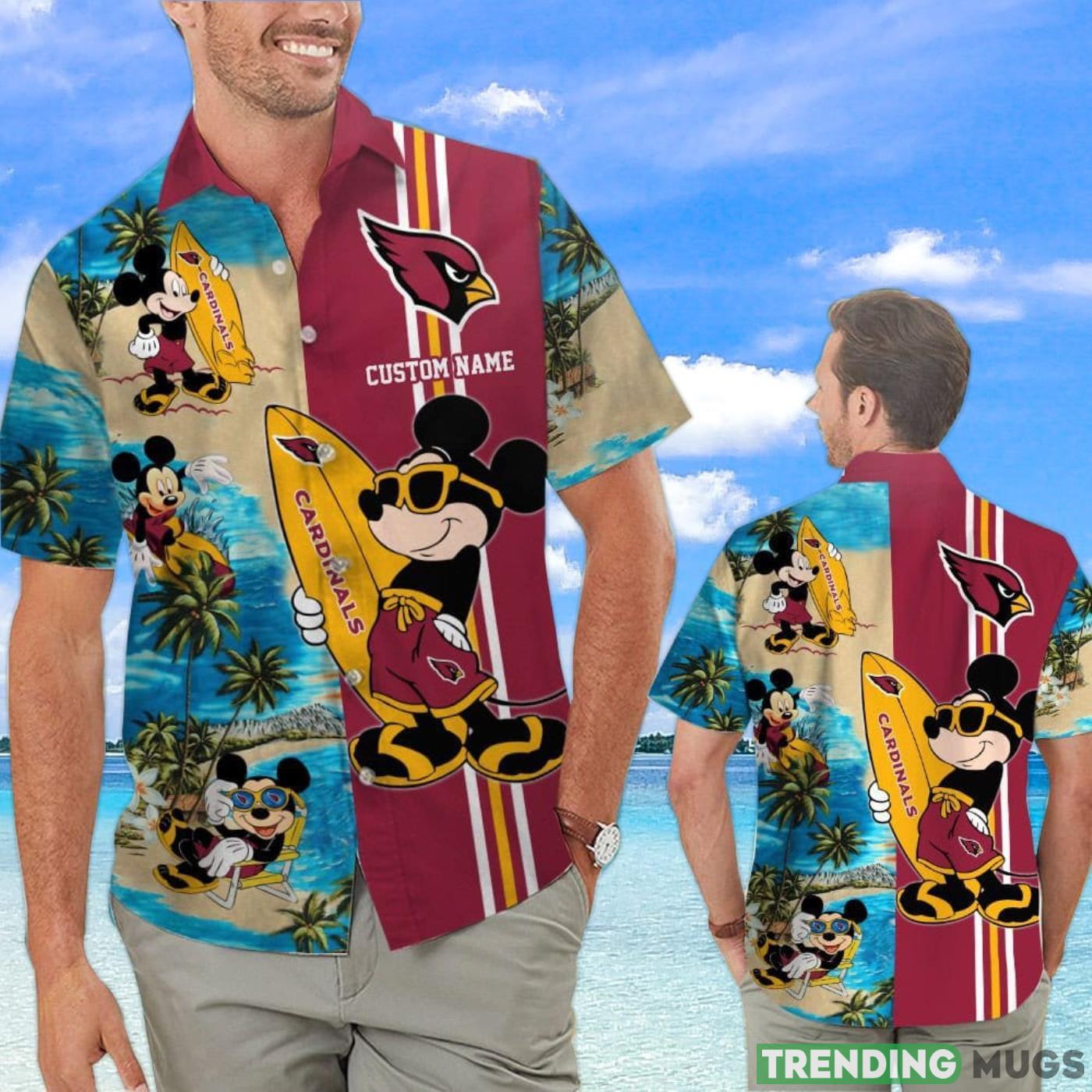 Arizona Cardinals Mickey Surfing Lover Custom Name Hawaiian Shirt Product Photo 1 Arizona Cardinals Mickey Surfing Lover Custom Name Hawaiian Shirt Product Photo 1