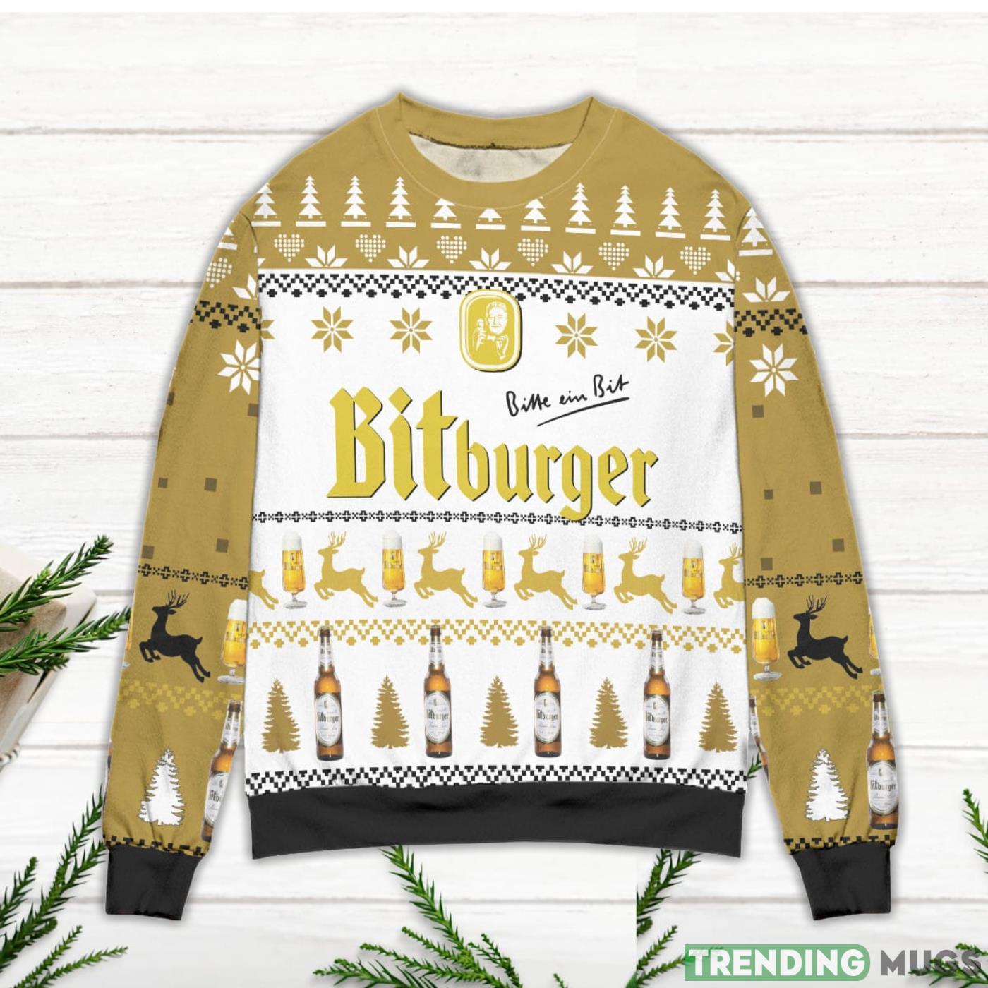 Bitburger Beer Logo Reindeer Pattern Ugly Christmas Sweater 3D Sweater, Sweater Bitburger Beer Logo Reindeer Pattern Ugly Christmas Sweater 3D Sweater, Sweater