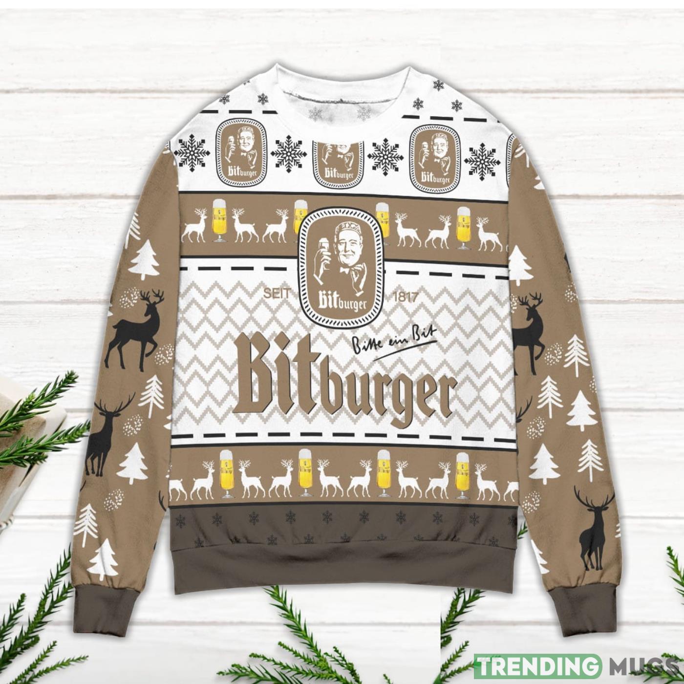 Bitburger Beer Logo Reindeer Ugly Christmas Sweater 3D Sweater, Sweater Bitburger Beer Logo Reindeer Ugly Christmas Sweater 3D Sweater, Sweater