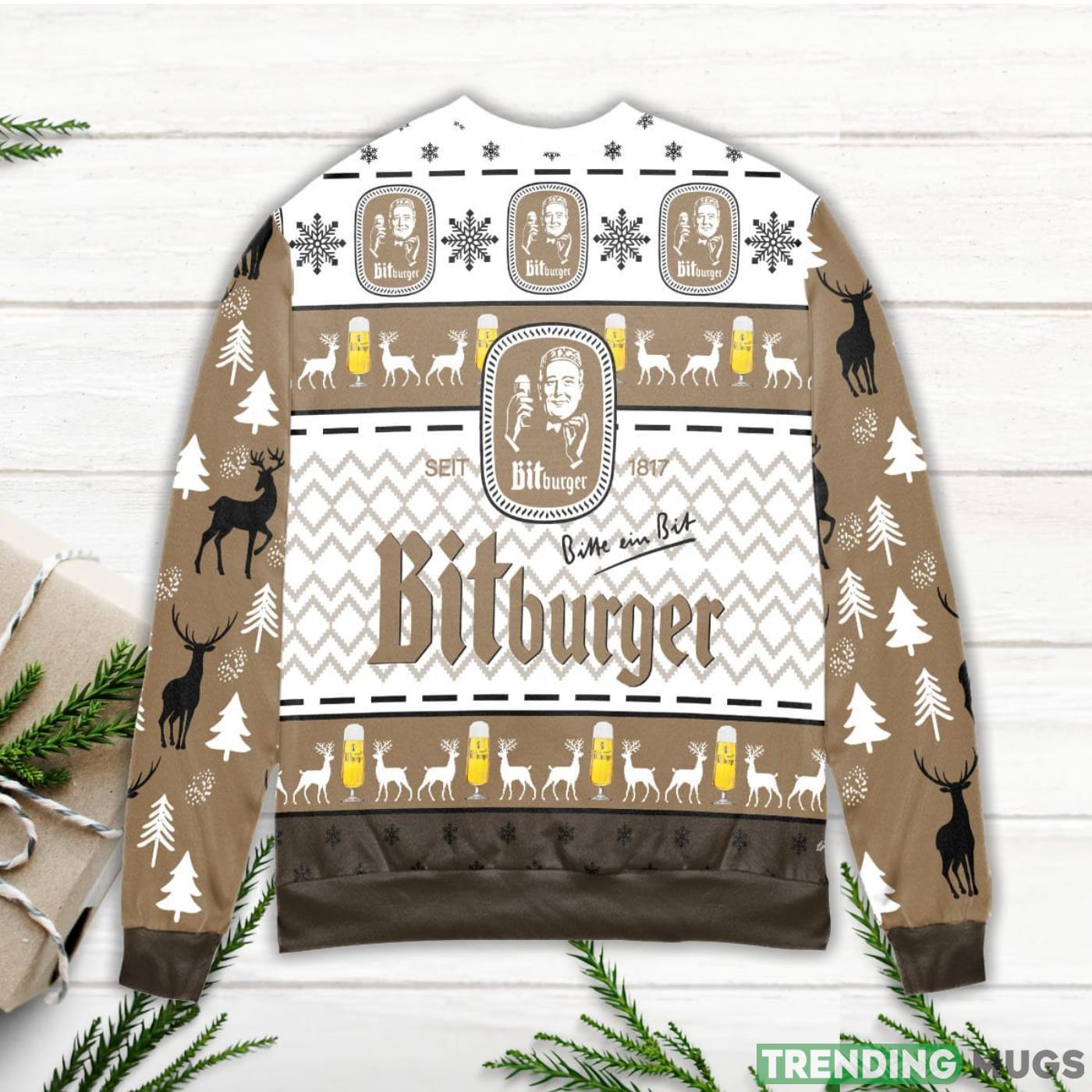Bitburger Beer Logo Reindeer Ugly Christmas Sweater 3D Sweater, Sweater Bitburger Beer Logo Reindeer Ugly Christmas Sweater 3D Sweater, Sweater