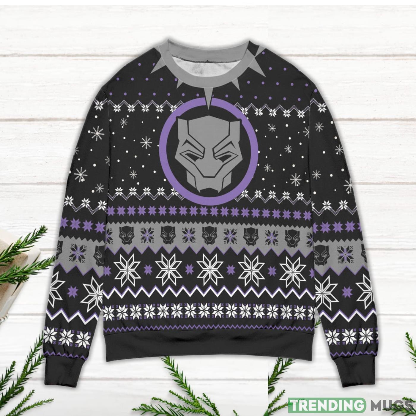 Black Panther Mask Wakanda Snowflake Pattern Ugly Christmas Sweater 3D Sweater, Sweater Black Panther Mask Wakanda Snowflake Pattern Ugly Christmas Sweater 3D Sweater, Sweater
