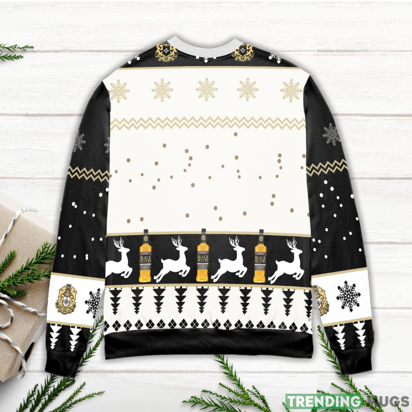 Black Velvet Canadian Whisky Logo Christmas Pattern Ugly Christmas Sweater 3D Sweater, Sweater Black Velvet Canadian Whisky Logo Christmas Pattern Ugly Christmas Sweater 3D Sweater, Sweater