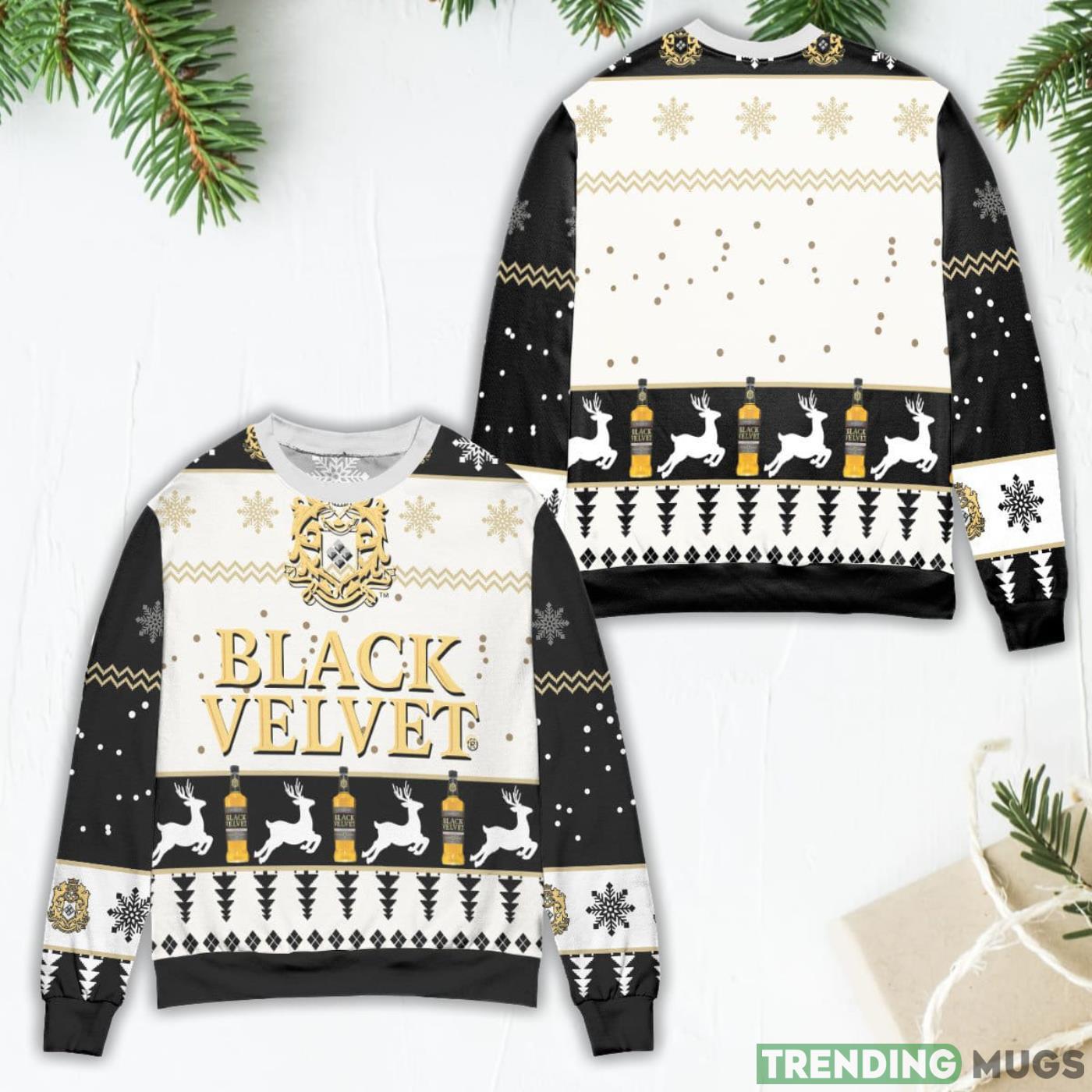 Black Velvet Canadian Whisky Logo Christmas Pattern Ugly Christmas Sweater Product Photo 1