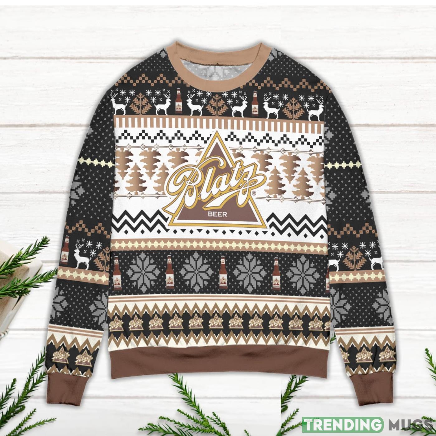 Blatz Beer Logo Snowflakes Ugly Christmas Sweater 3D Sweater, Sweater Blatz Beer Logo Snowflakes Ugly Christmas Sweater 3D Sweater, Sweater