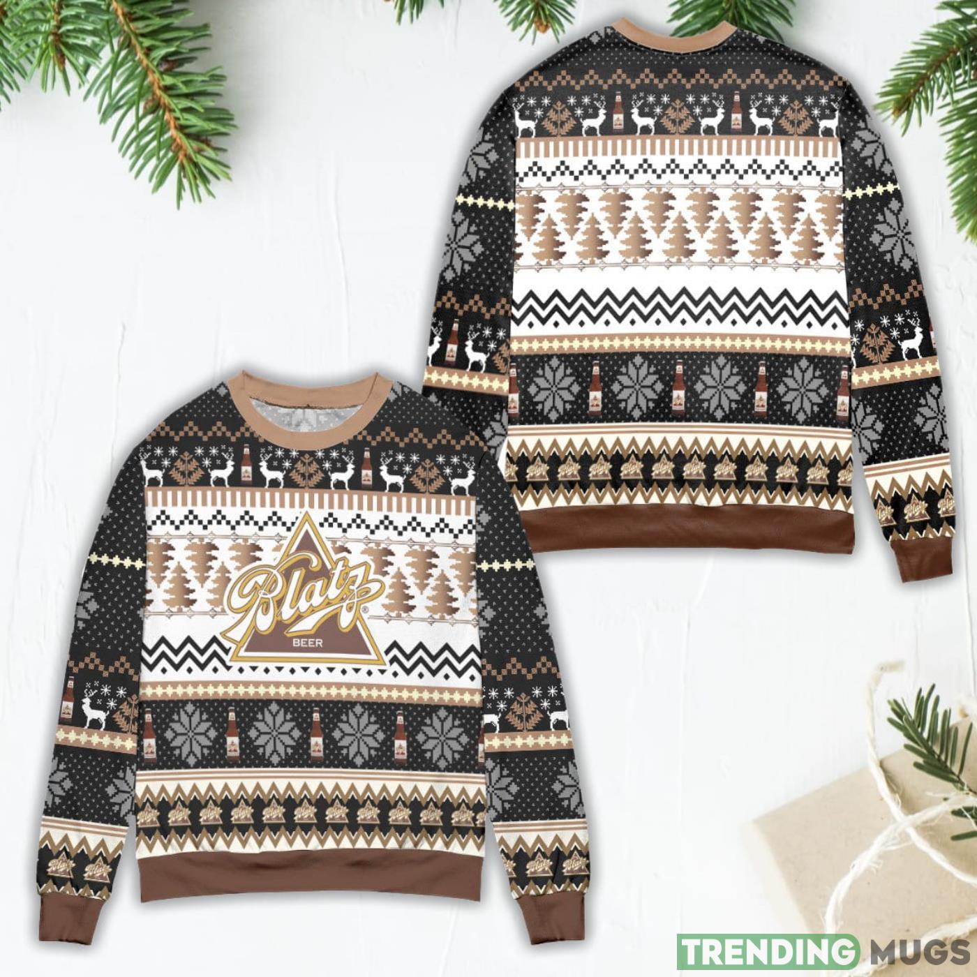 Blatz Beer Logo Snowflakes Ugly Christmas Sweater Product Photo 1