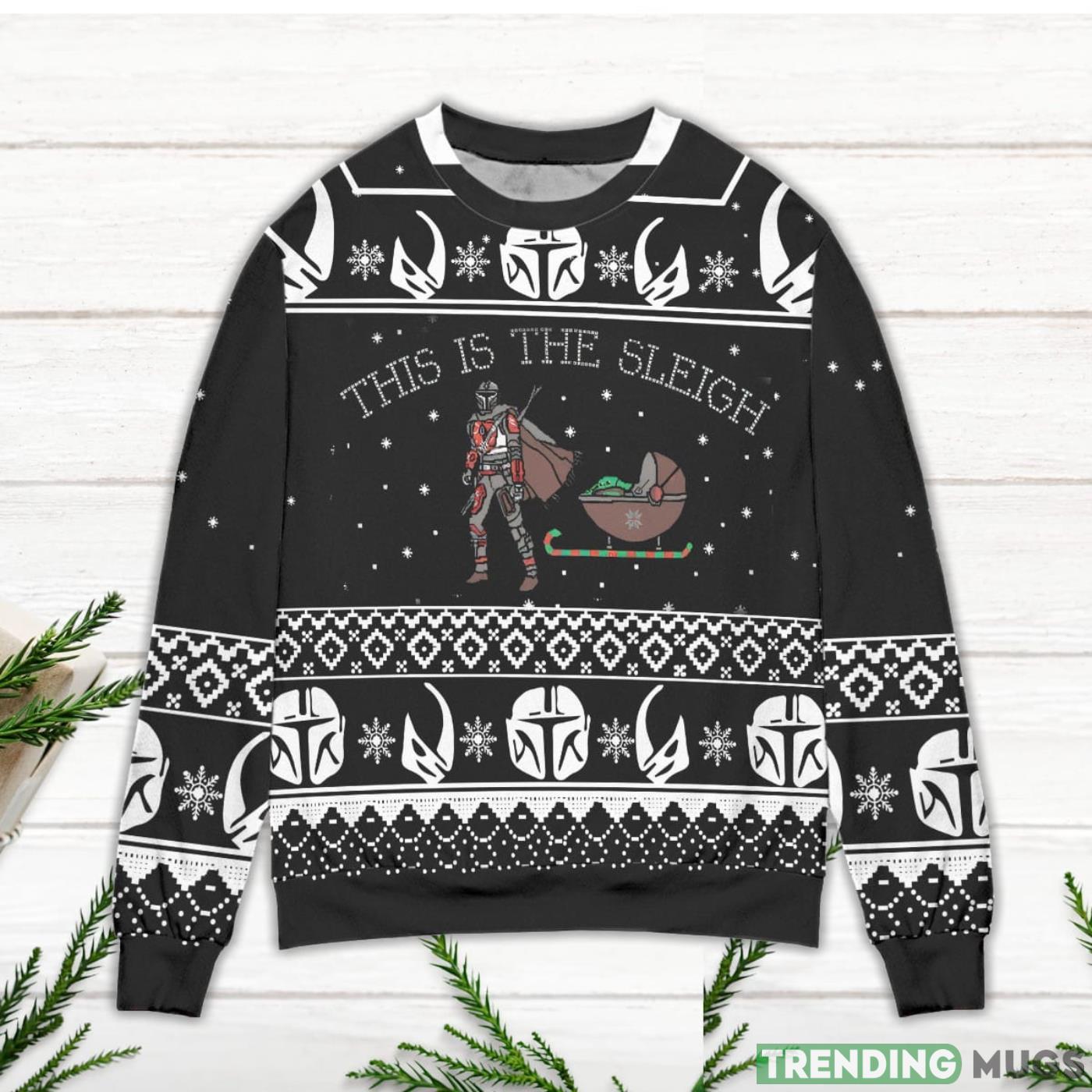 Boba Fett Baby Yoda Star Wars This Is The Sleigh Ugly Christmas Sweater 3D Sweater, Sweater Boba Fett Baby Yoda Star Wars This Is The Sleigh Ugly Christmas Sweater 3D Sweater, Sweater