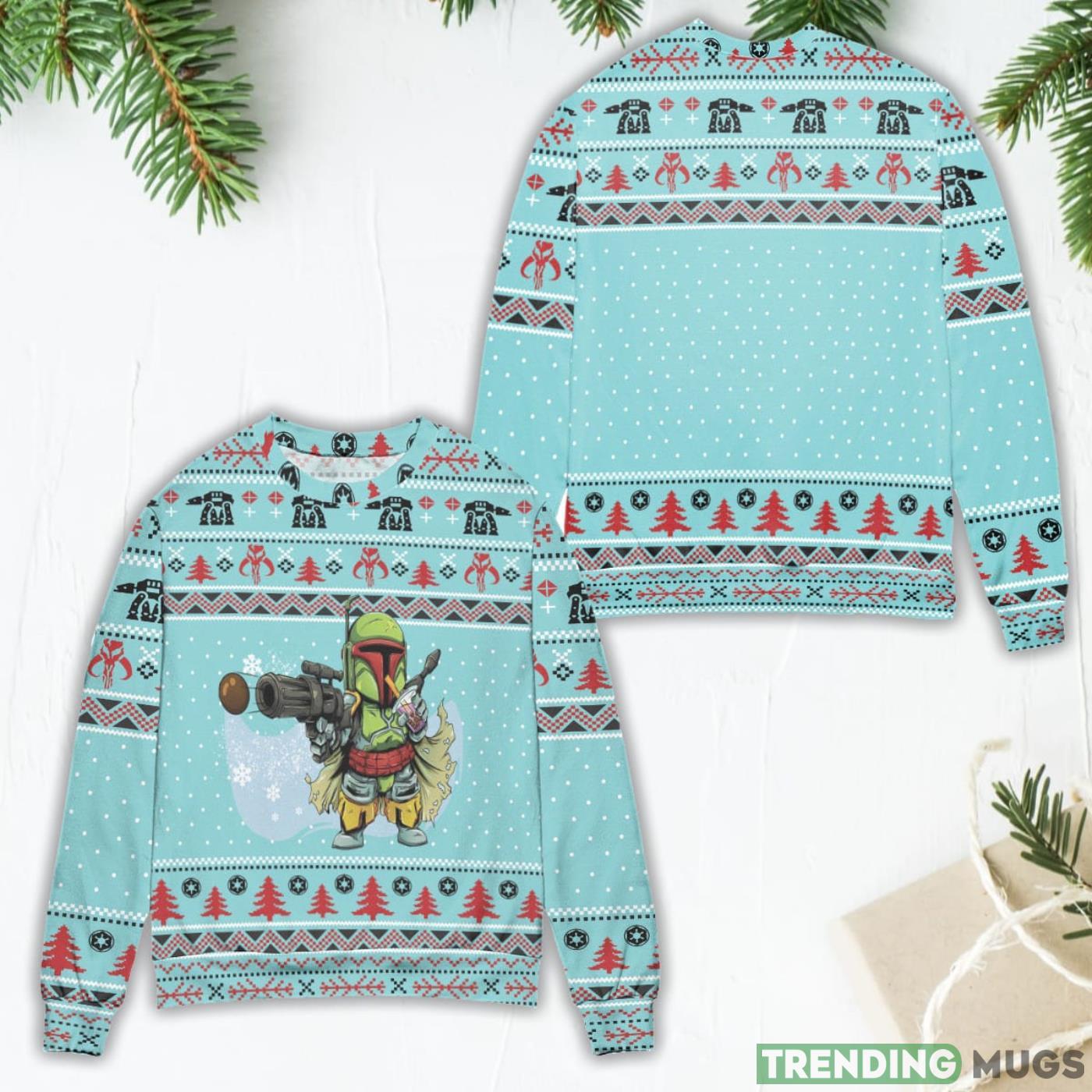 Boba Fett Star Wars Snowflake Ugly Christmas Sweater 3D Sweater, Sweater Boba Fett Star Wars Snowflake Ugly Christmas Sweater 3D Sweater, Sweater