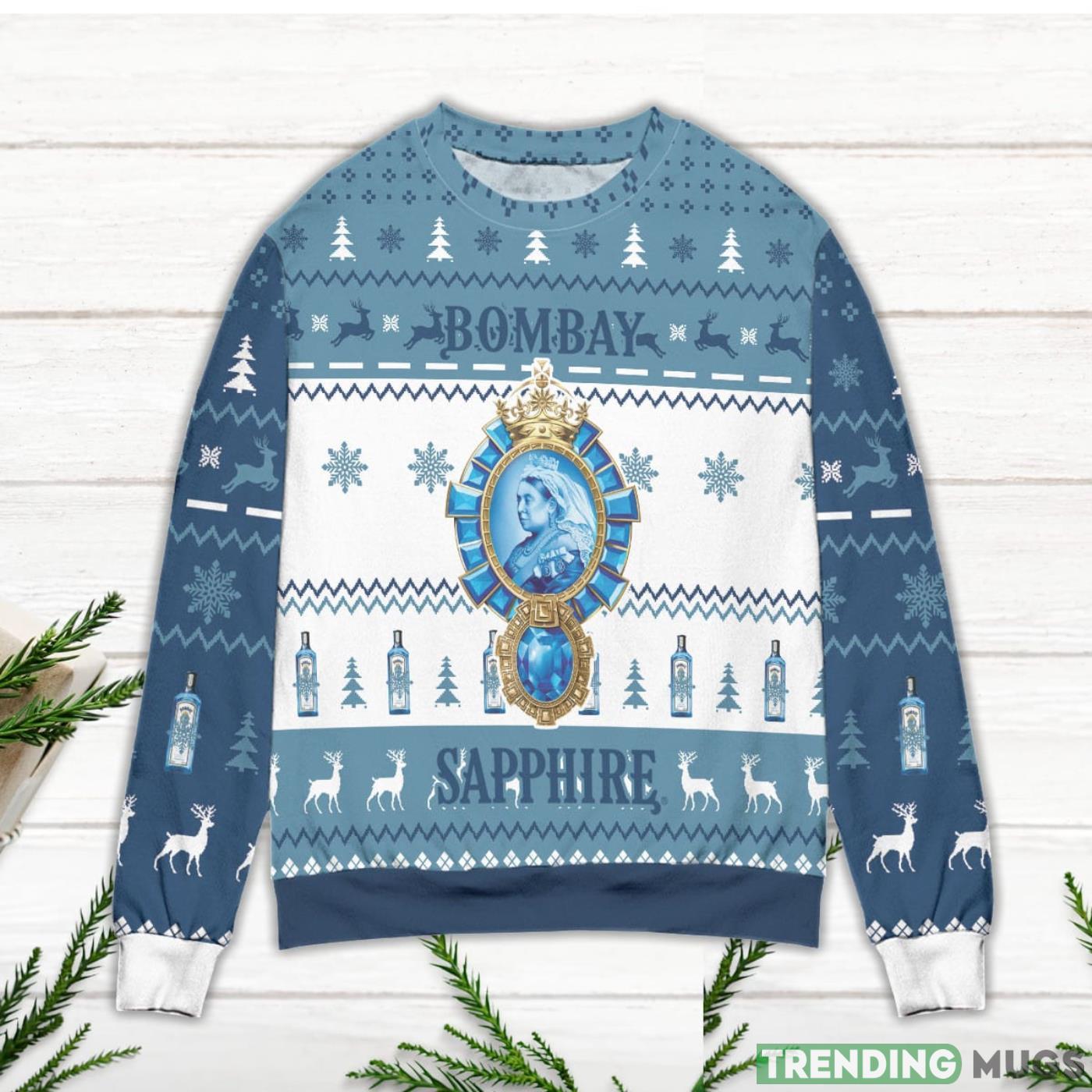 Bombay Sapphire Whisky Pine Tree Ugly Christmas Sweater 3D Sweater, Sweater Bombay Sapphire Whisky Pine Tree Ugly Christmas Sweater 3D Sweater, Sweater
