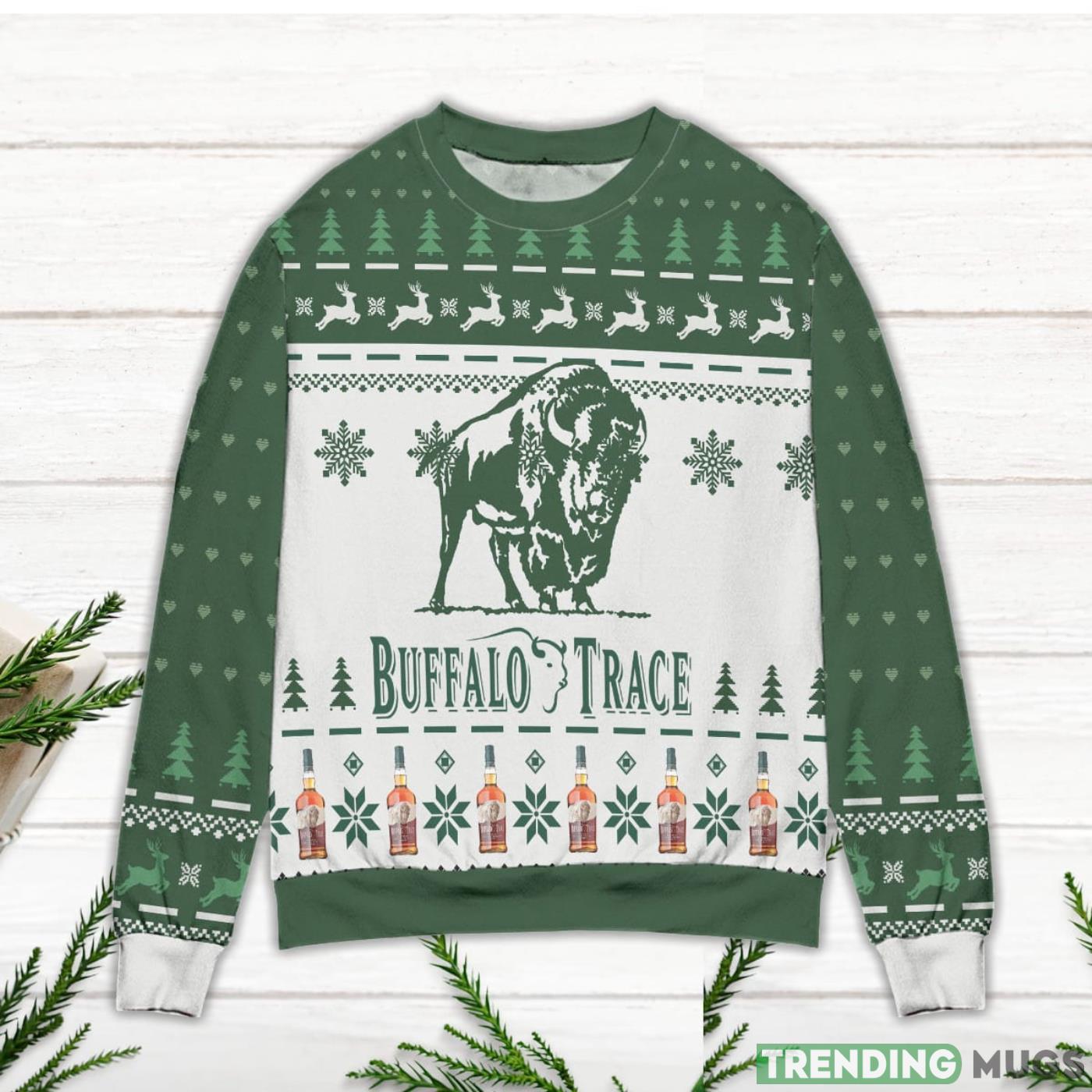 Buffalo Trace Kentucky Straight Bourbon Whiskey Reindeer Pine Tree Pattern Ugly Christmas Sweater 3D Sweater, Sweater Buffalo Trace Kentucky Straight Bourbon Whiskey Reindeer Pine Tree Pattern Ugly Christmas Sweater 3D Sweater, Sweater