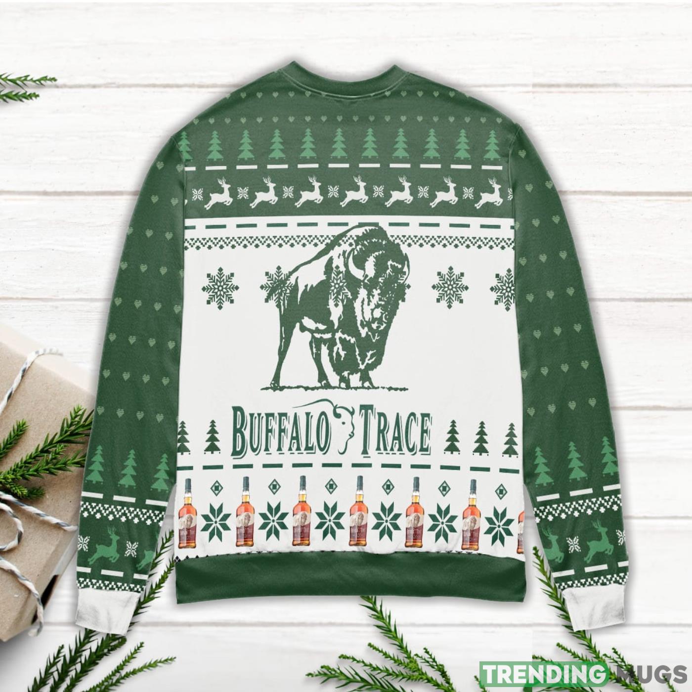 Buffalo Trace Kentucky Straight Bourbon Whiskey Reindeer Pine Tree Pattern Ugly Christmas Sweater 3D Sweater, Sweater Buffalo Trace Kentucky Straight Bourbon Whiskey Reindeer Pine Tree Pattern Ugly Christmas Sweater 3D Sweater, Sweater