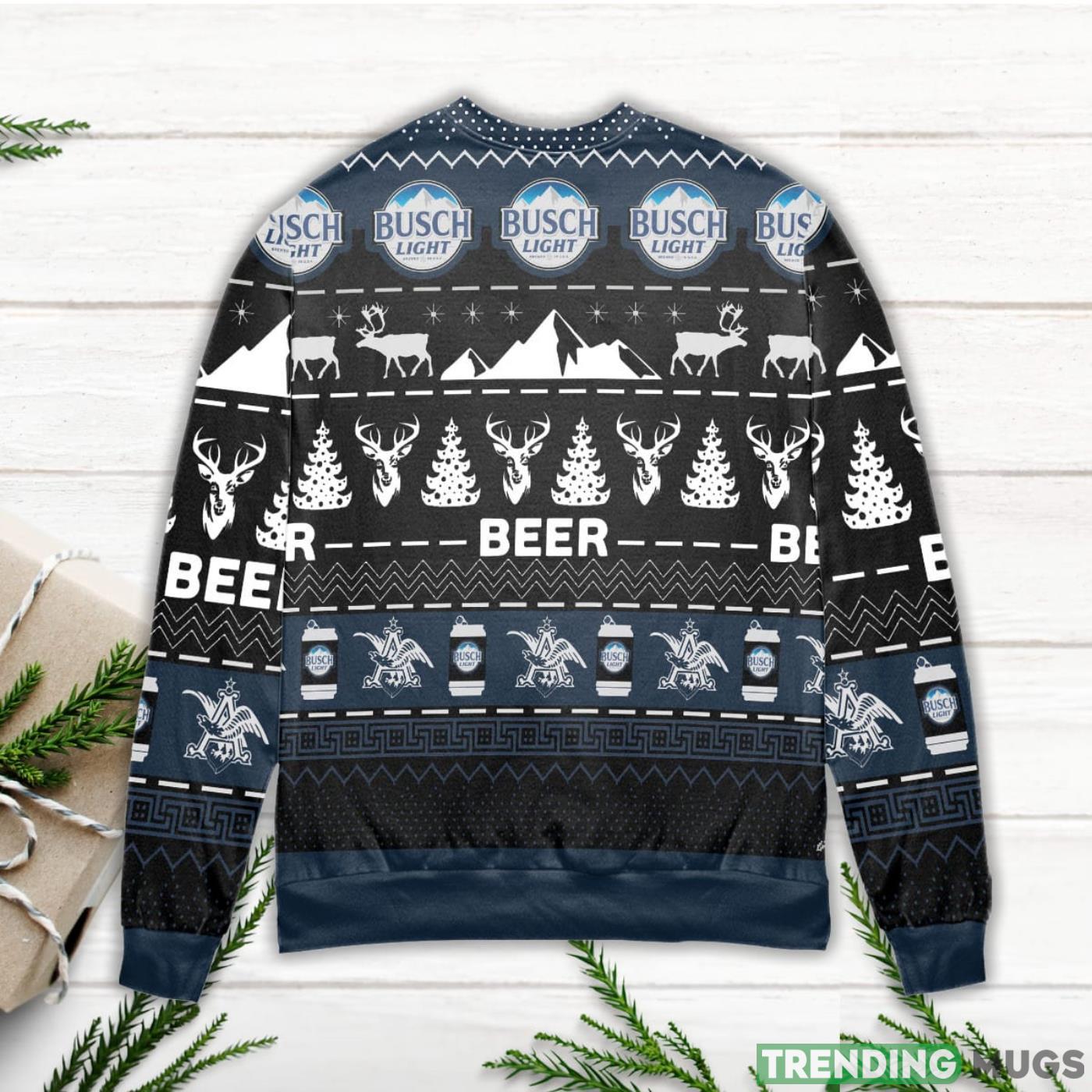 Busch Beer Reindeer Pattern Ugly Christmas Sweater Navy 3D Sweater, Sweater Busch Beer Reindeer Pattern Ugly Christmas Sweater Navy 3D Sweater, Sweater