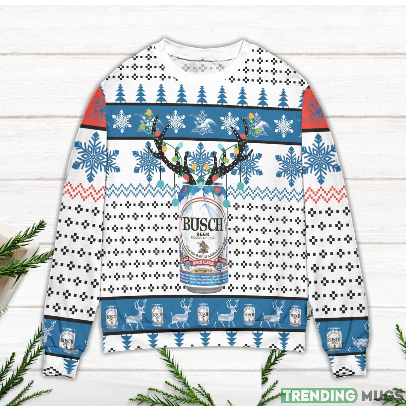 Busch Beer Reindeer Snowflake Pattern Ugly Christmas Sweater Sweater Busch Beer Reindeer Snowflake Pattern Ugly Christmas Sweater Sweater