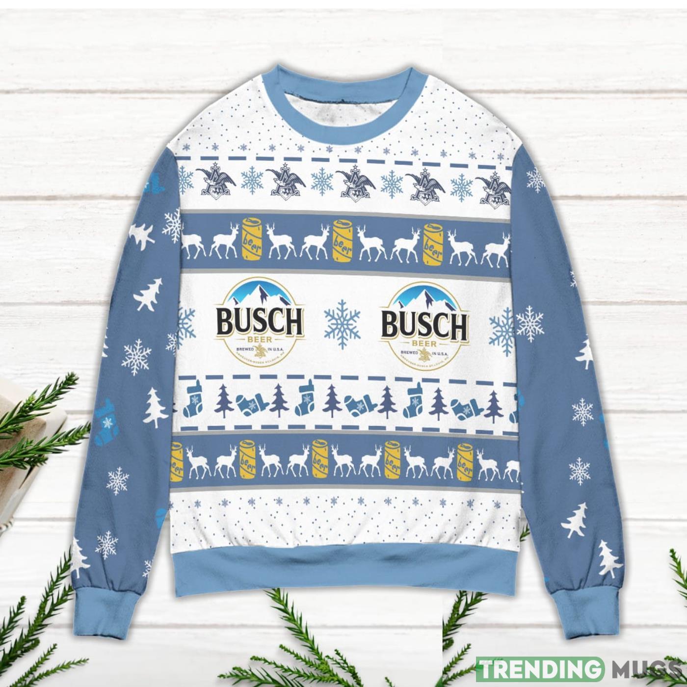 Busch Beer Snowflake & Socks Pattern Ugly Christmas Sweater 3D Sweater, Sweater Busch Beer Snowflake & Socks Pattern Ugly Christmas Sweater 3D Sweater, Sweater