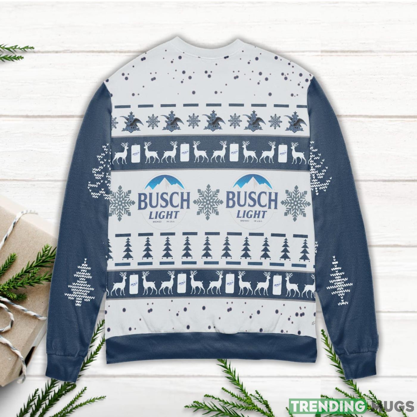 Busch Light Reindeer & Pine Tree Pattern Ugly Christmas Sweater Sweater Busch Light Reindeer & Pine Tree Pattern Ugly Christmas Sweater Sweater