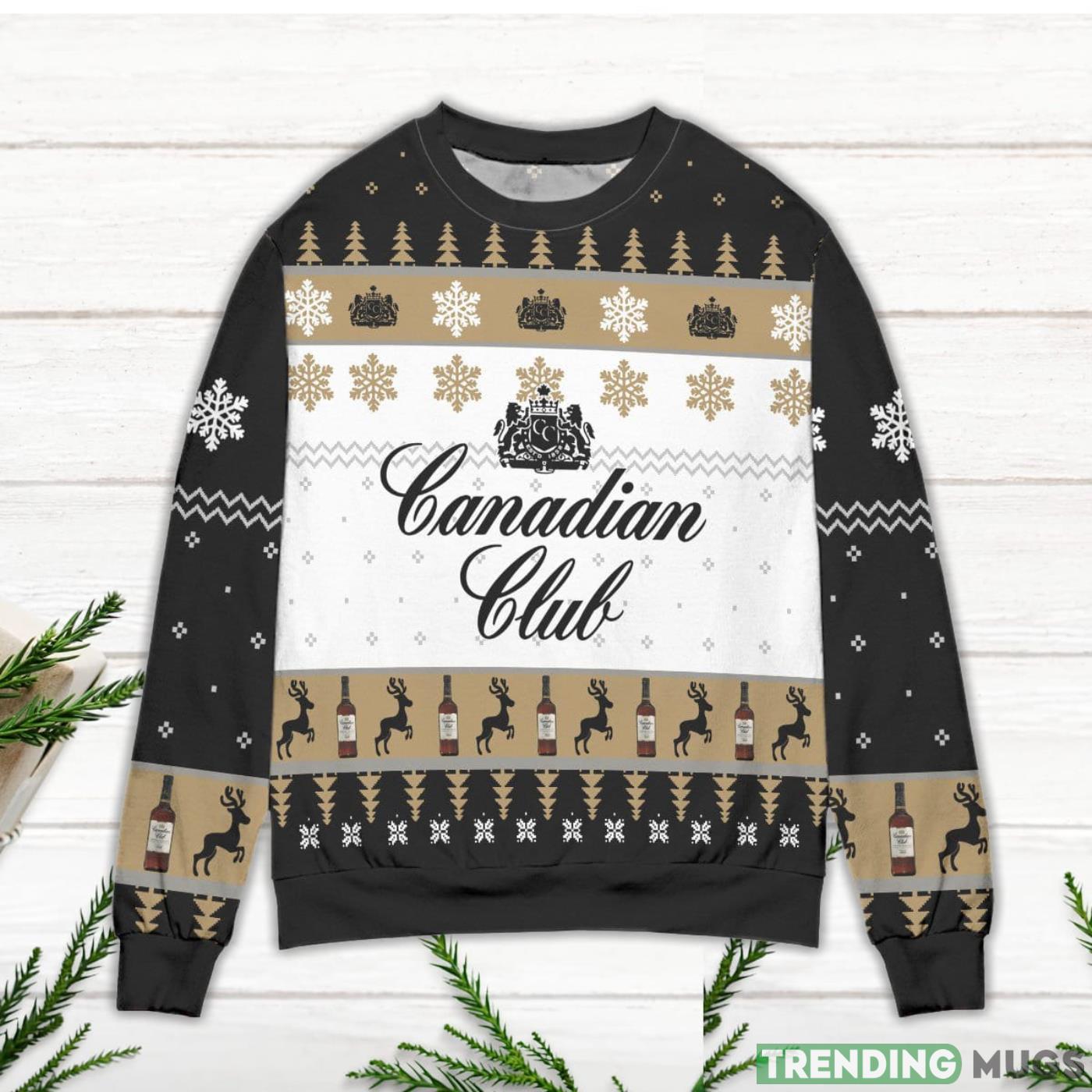 Canadian Club Whisky Snowflake Pattern Ugly Christmas Sweater Product Photo 1 Canadian Club Whisky Snowflake Pattern Ugly Christmas Sweater Product Photo 1