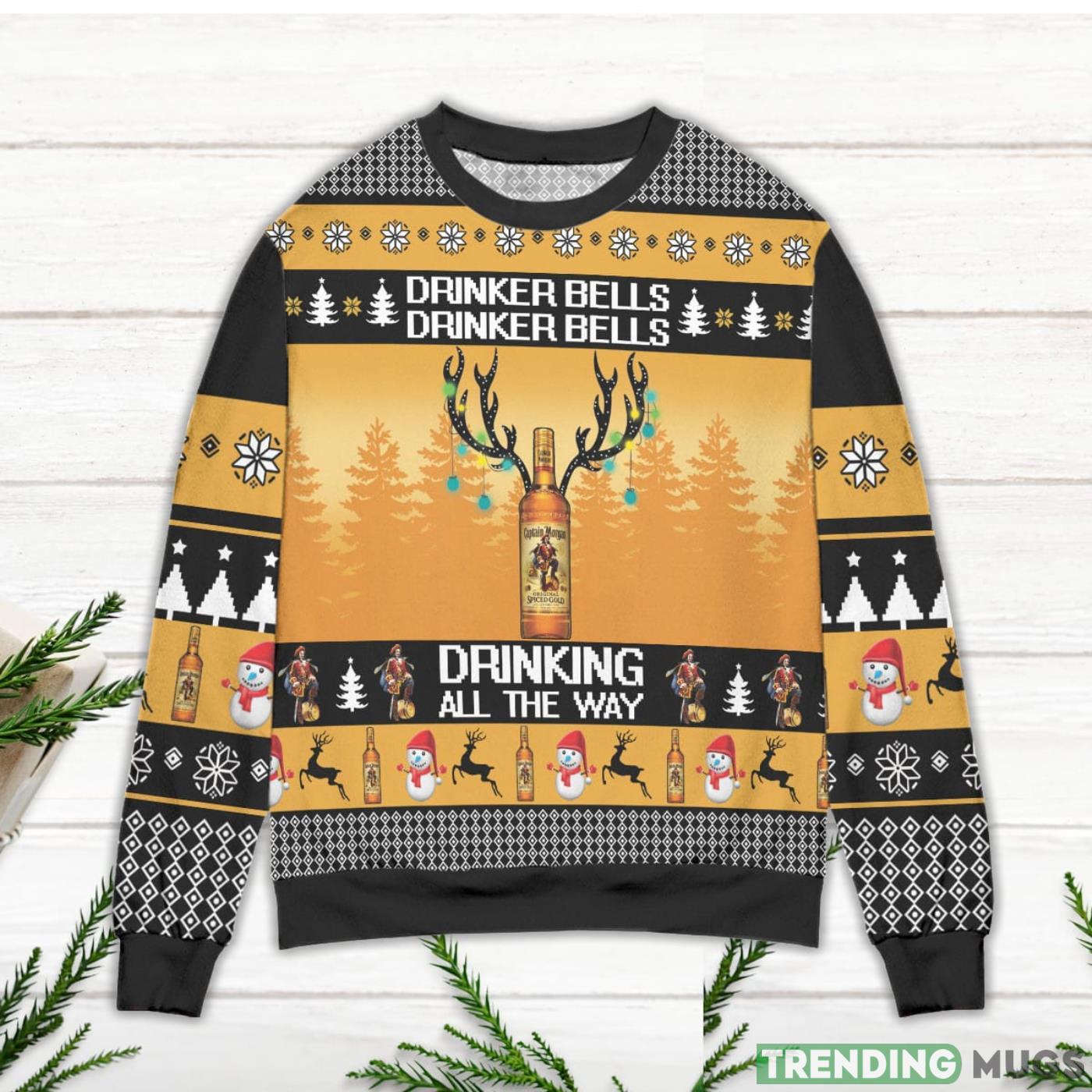 Captain Morgan Drinker Bells Drinking All The Way Ugly Christmas Sweater Sweater Captain Morgan Drinker Bells Drinking All The Way Ugly Christmas Sweater Sweater