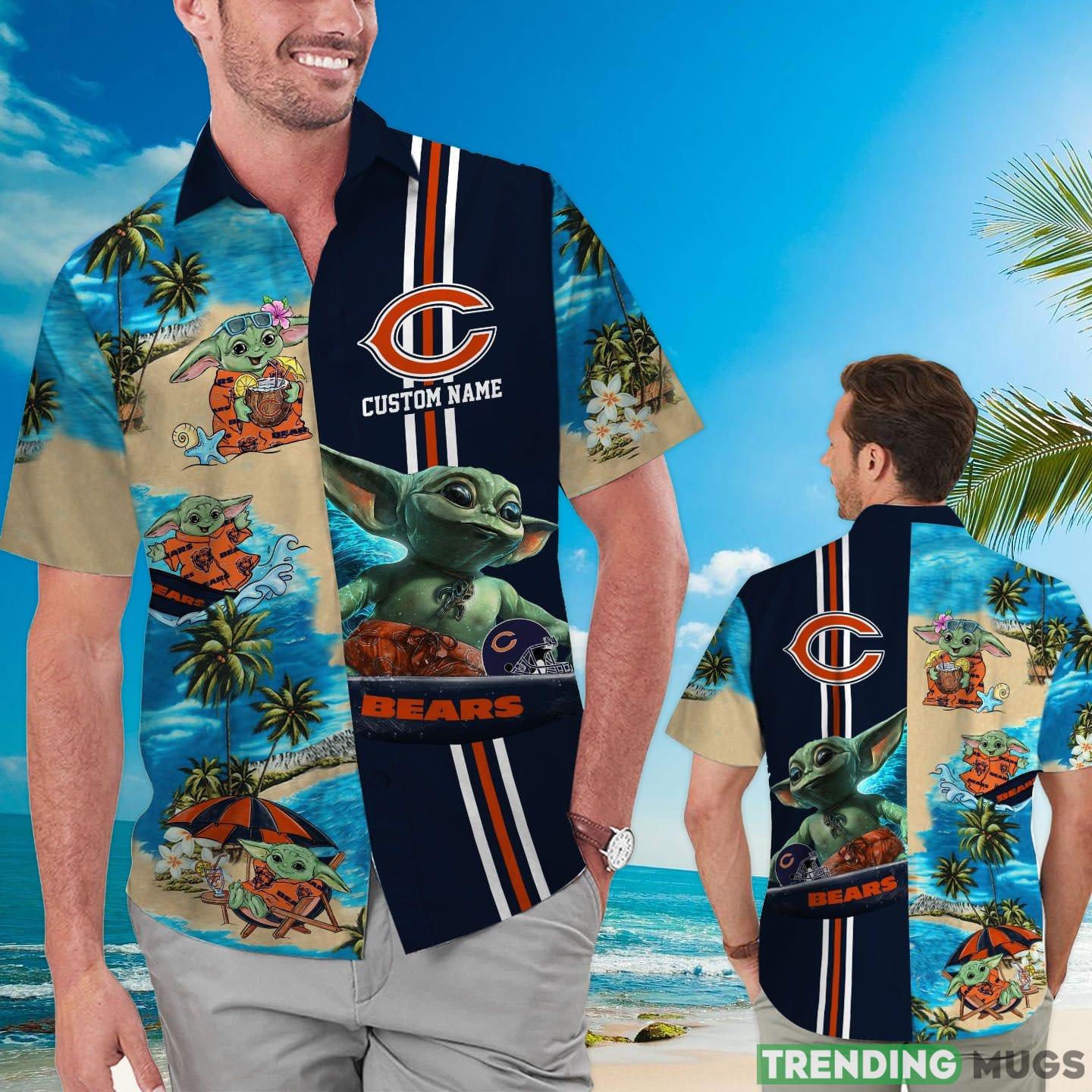 Chicago Bears Baby Yoda Custom Name Hawaiian Shirt Product Photo 1 Chicago Bears Baby Yoda Custom Name Hawaiian Shirt Product Photo 1