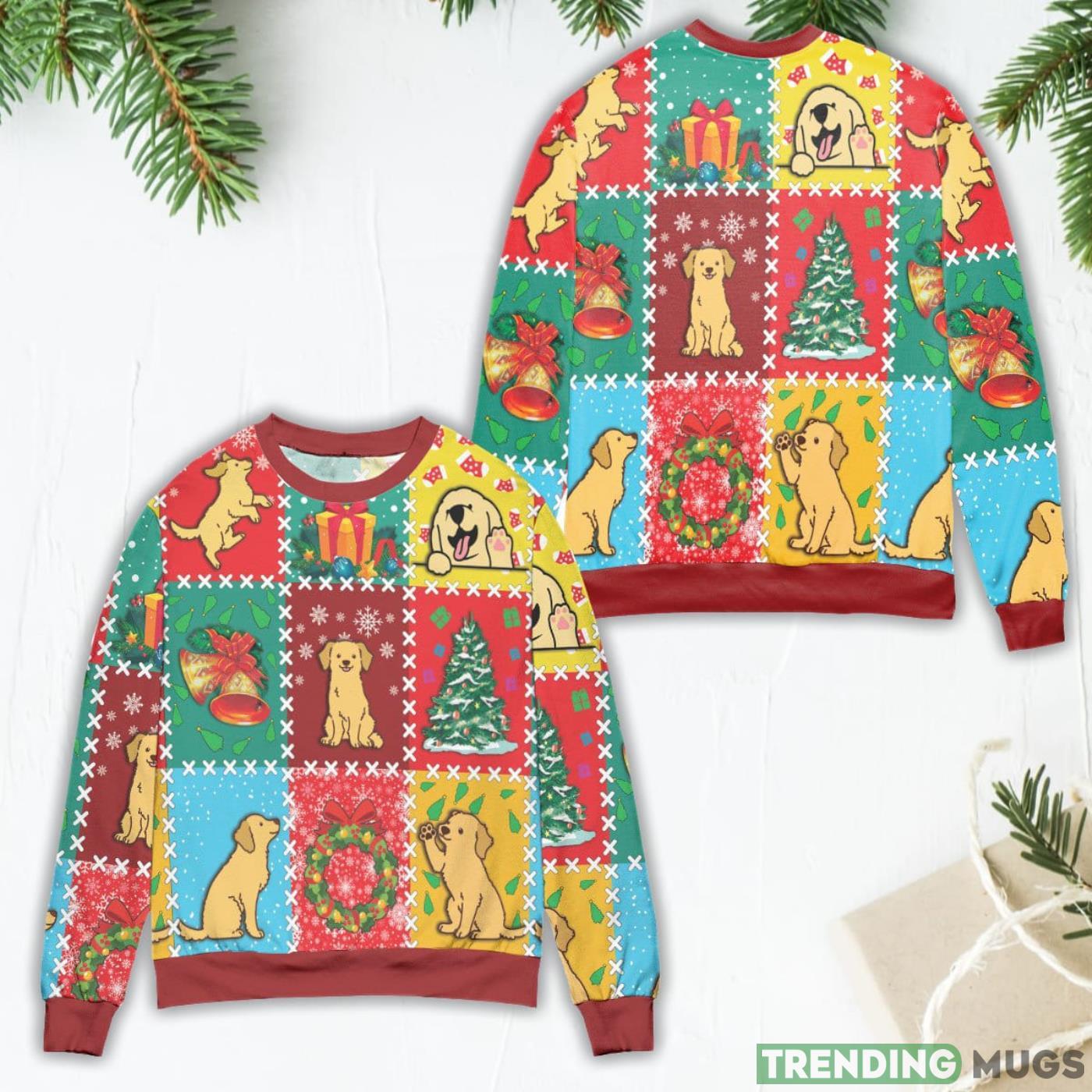 Christmas Holiday With Golden Retriever Ugly Christmas Sweater Product Photo 1