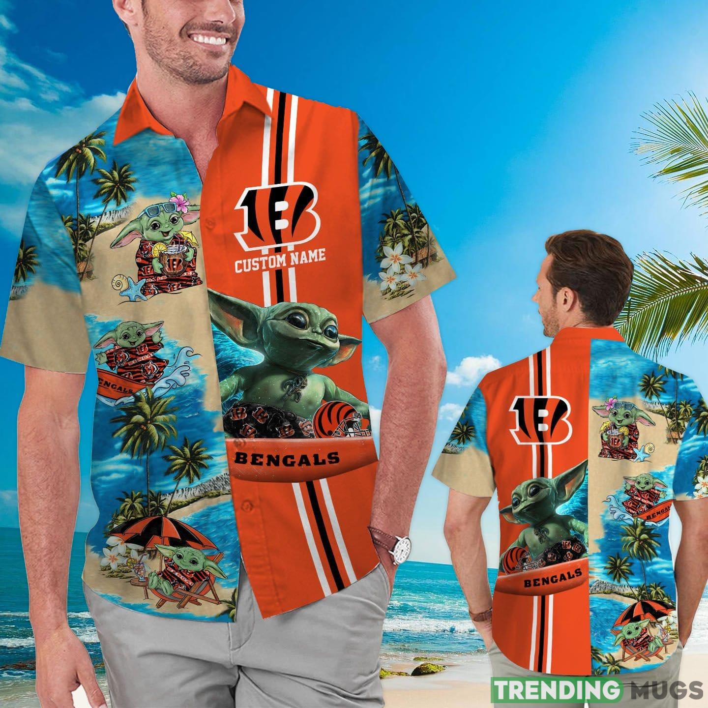 Cincinnati Bengals Baby Yoda Custom Name Hawaiian Shirt Product Photo 1 Cincinnati Bengals Baby Yoda Custom Name Hawaiian Shirt Product Photo 1