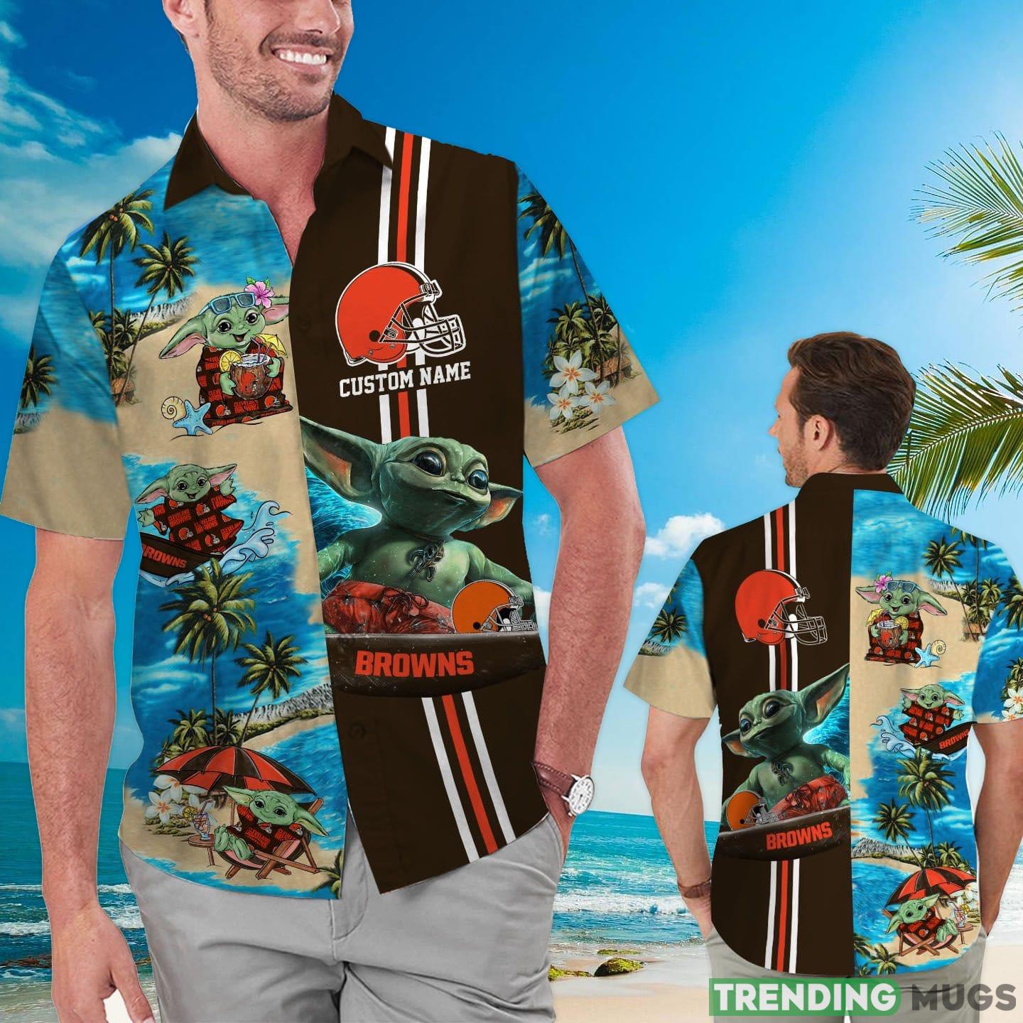 Cleveland Browns Baby Yoda Custom Name Hawaiian Shirt Product Photo 1 Cleveland Browns Baby Yoda Custom Name Hawaiian Shirt Product Photo 1