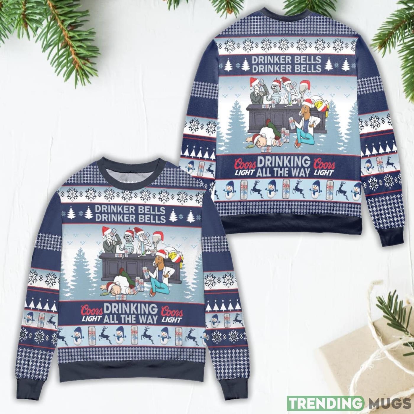 Coors Light Drinker Bell Drinker Bell Christmas Pattern Ugly Christmas Sweater Product Photo 1 Coors Light Drinker Bell Drinker Bell Christmas Pattern Ugly Christmas Sweater Product Photo 1