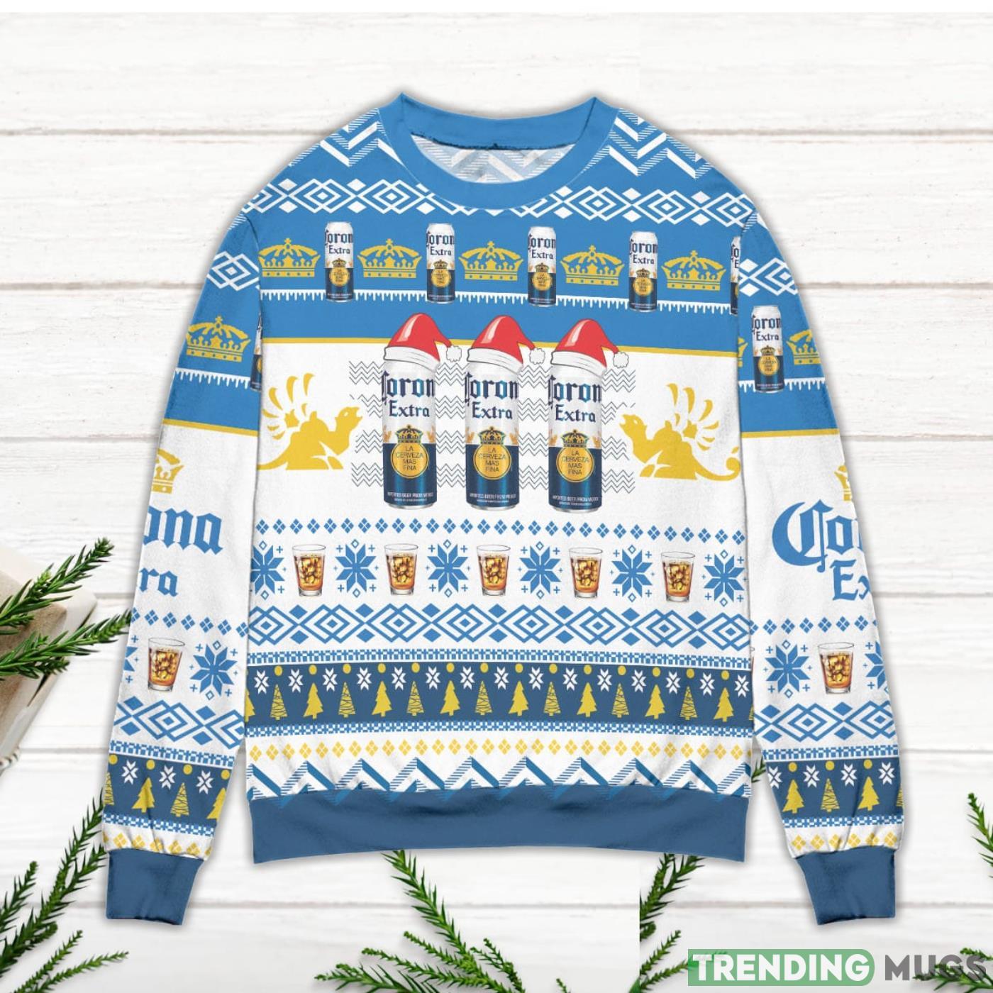 Corona Extra Beer Logo Christmas Pattern Blue Ugly Christmas Sweater Sweater Corona Extra Beer Logo Christmas Pattern Blue Ugly Christmas Sweater Sweater
