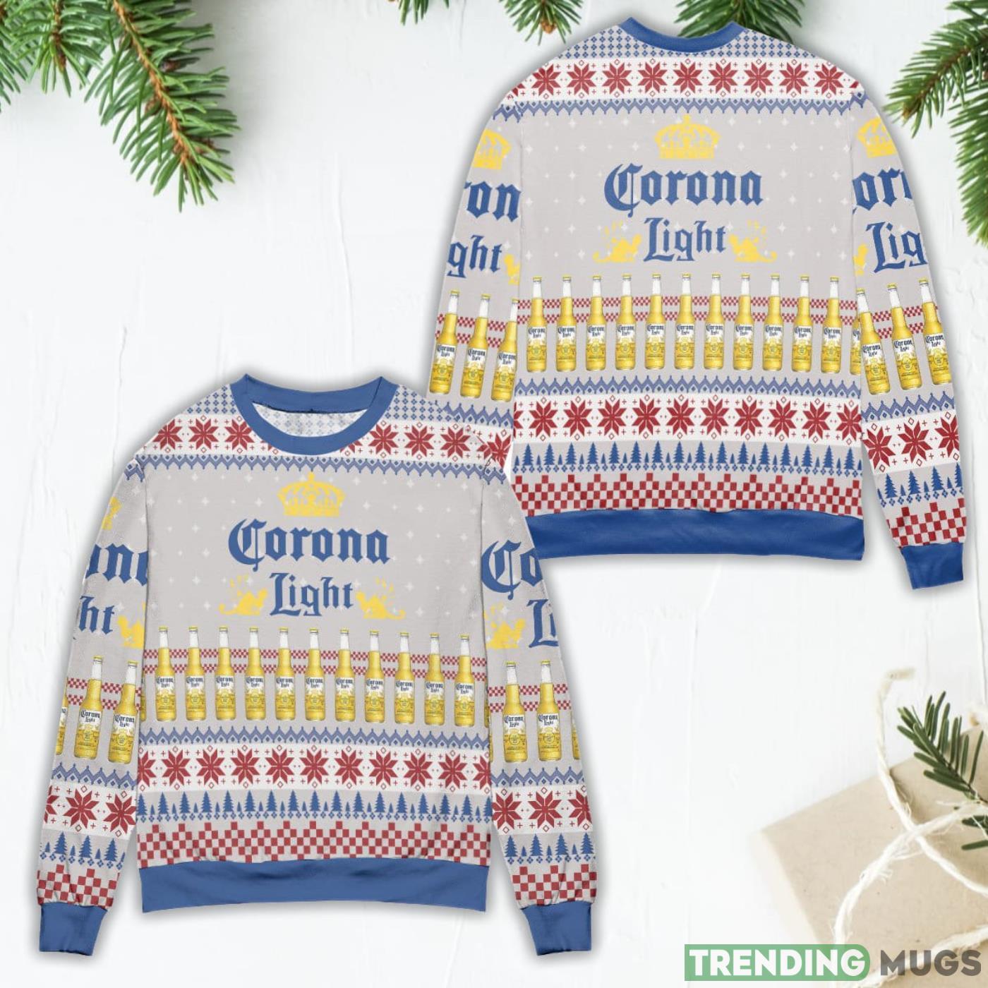 Corona Light Beer Snowflake Pattern Ugly Christmas Sweater Product Photo 1 Corona Light Beer Snowflake Pattern Ugly Christmas Sweater Product Photo 1