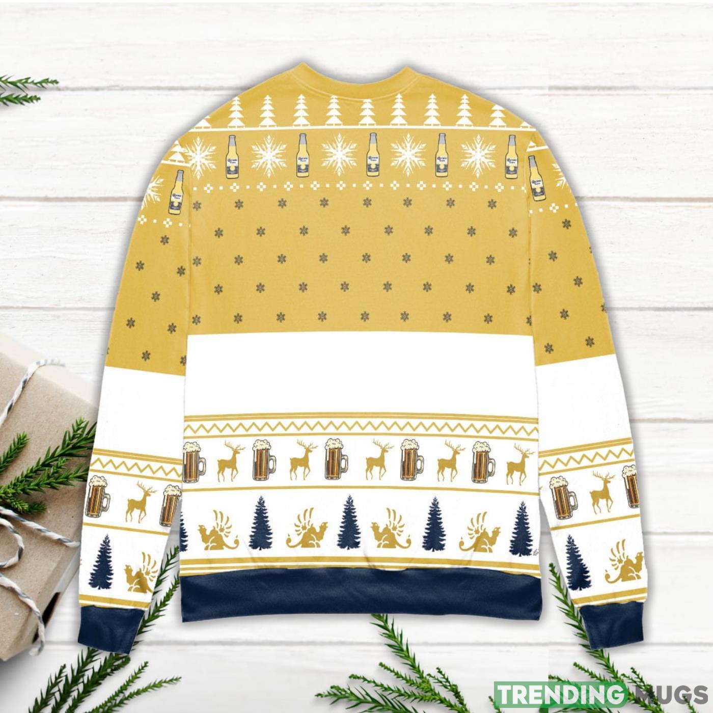 Corona Light Beer Snowflake Pattern Yellow Ugly Christmas Sweater Sweater Corona Light Beer Snowflake Pattern Yellow Ugly Christmas Sweater Sweater