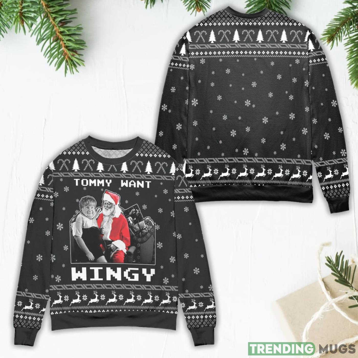 Dear Santa Tommy Want Wingy Snowflake Pattern Ugly Christmas Sweater Product Photo 1 Dear Santa Tommy Want Wingy Snowflake Pattern Ugly Christmas Sweater Product Photo 1