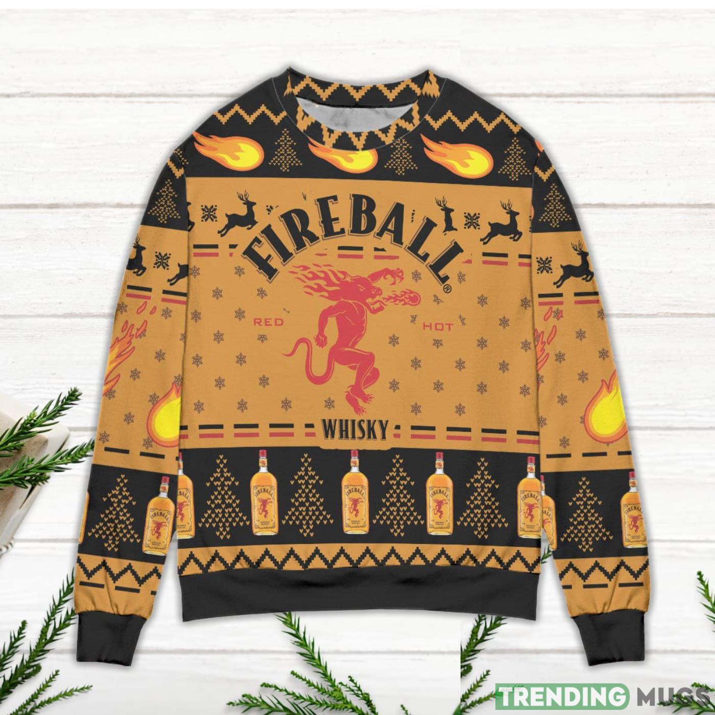 Fireball Red Hot Cinnamon Whiskey Pine Tree Pattern Ugly Christmas Sweater Sweater Fireball Red Hot Cinnamon Whiskey Pine Tree Pattern Ugly Christmas Sweater Sweater