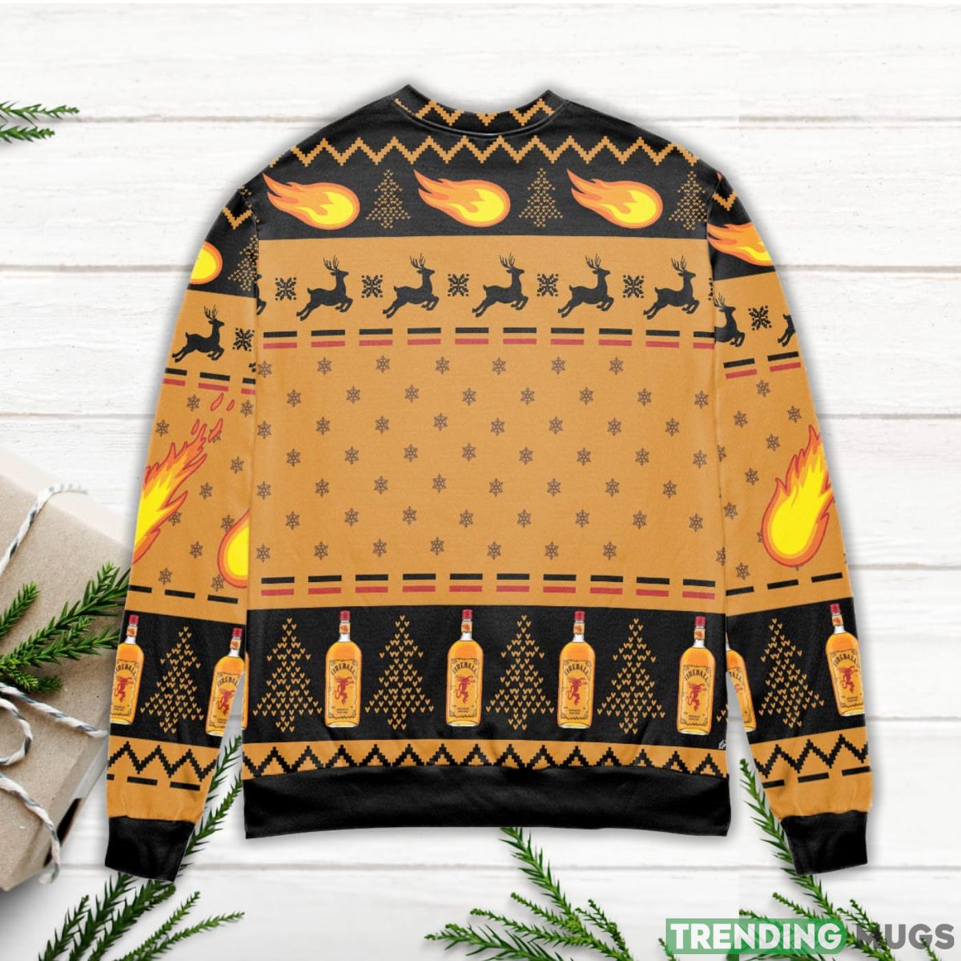 Fireball Red Hot Cinnamon Whiskey Pine Tree Pattern Ugly Christmas Sweater Sweater Fireball Red Hot Cinnamon Whiskey Pine Tree Pattern Ugly Christmas Sweater Sweater
