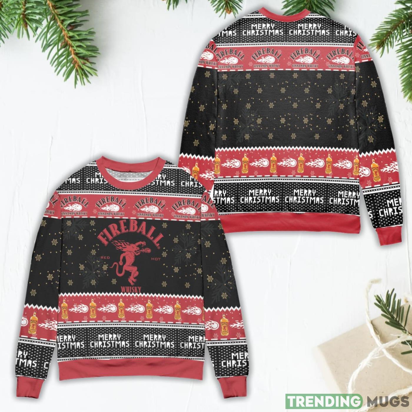 Fireball Red Hot Whisky Snowflake Ugly Christmas Sweater Red Product Photo 1 Fireball Red Hot Whisky Snowflake Ugly Christmas Sweater Red Product Photo 1