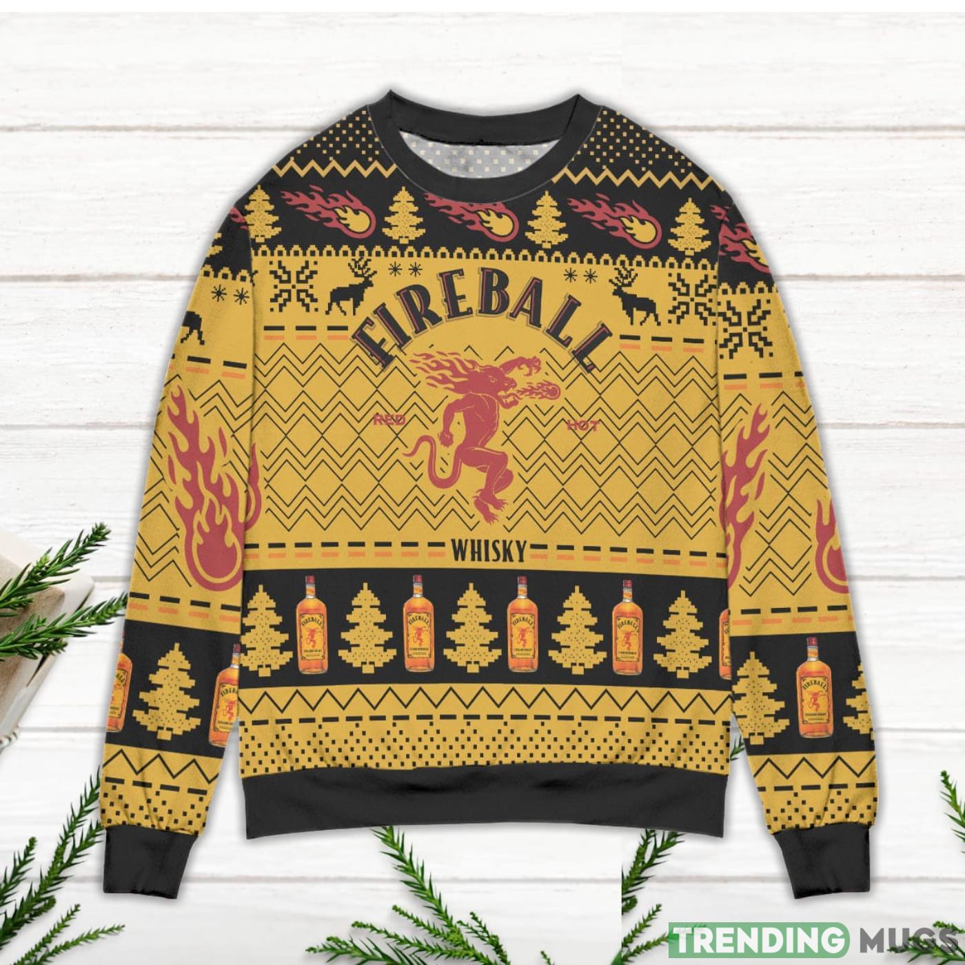 Fireball Whisky Pine Tree Zigzag Pattern Ugly Christmas Sweater Sweater Fireball Whisky Pine Tree Zigzag Pattern Ugly Christmas Sweater Sweater