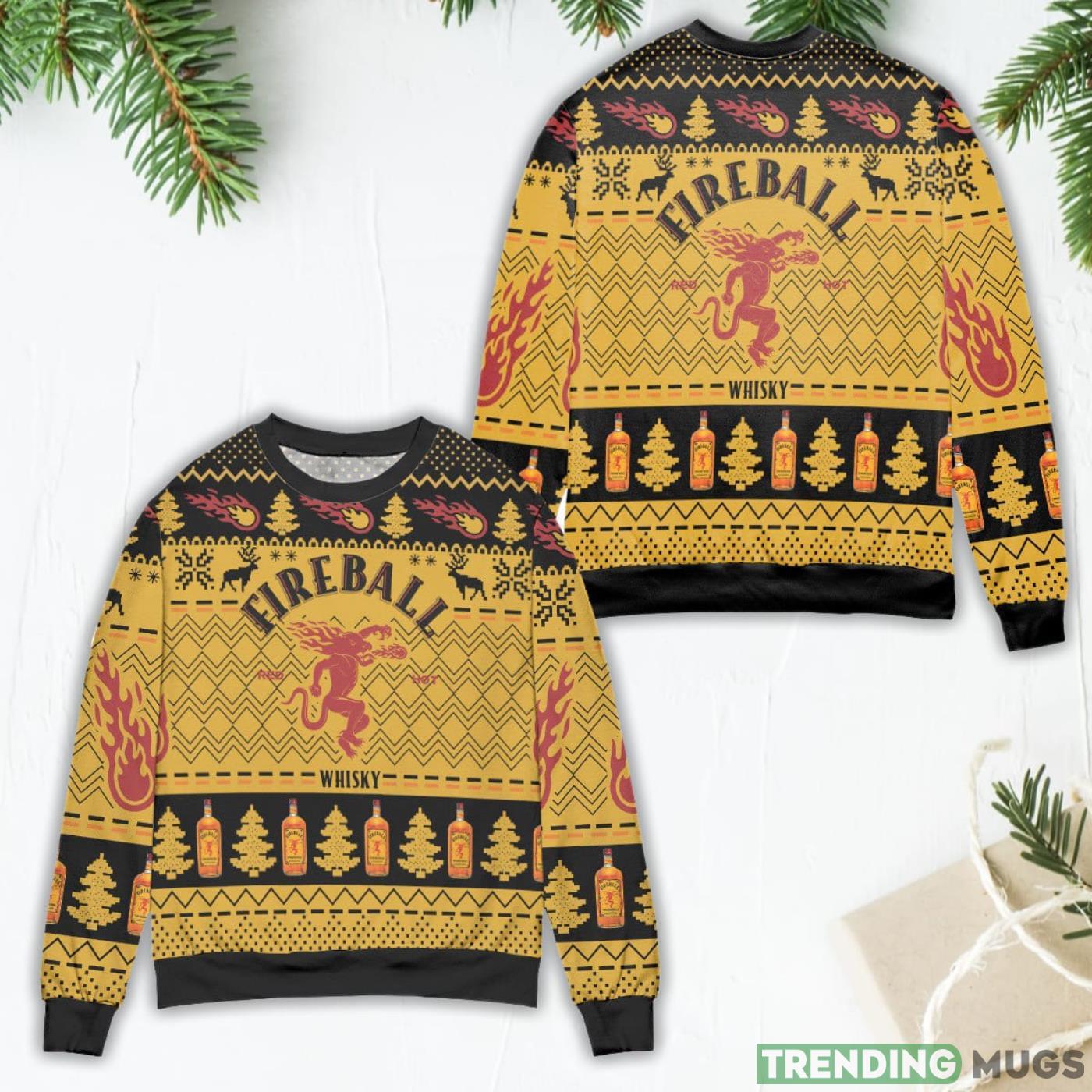 Fireball Whisky Pine Tree Zigzag Pattern Ugly Christmas Sweater Product Photo 1 Fireball Whisky Pine Tree Zigzag Pattern Ugly Christmas Sweater Product Photo 1