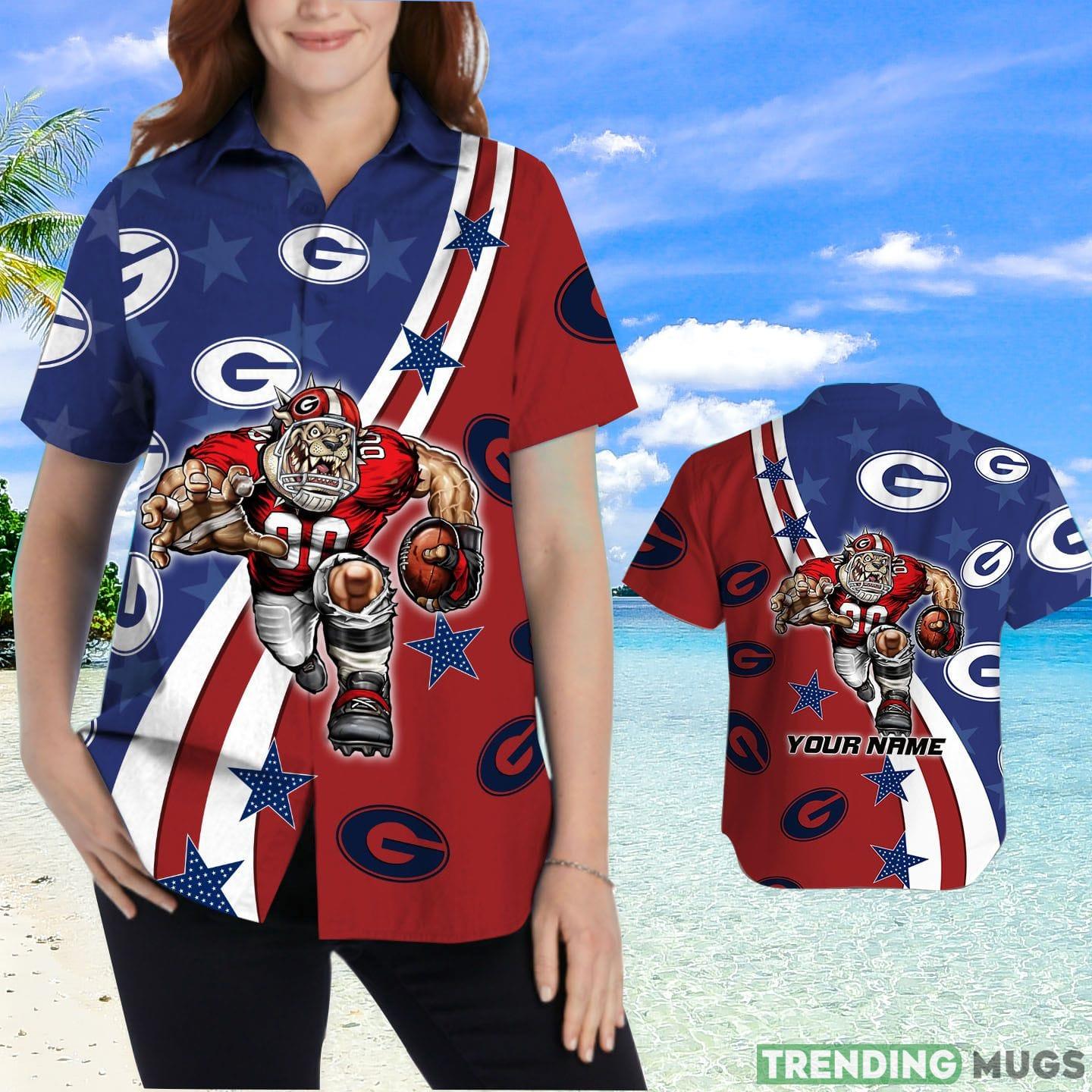 Georgia Bulldogs American Flag Custom Name Hawaiian Shirt Hawaiian Shirt Georgia Bulldogs American Flag Custom Name Hawaiian Shirt Hawaiian Shirt