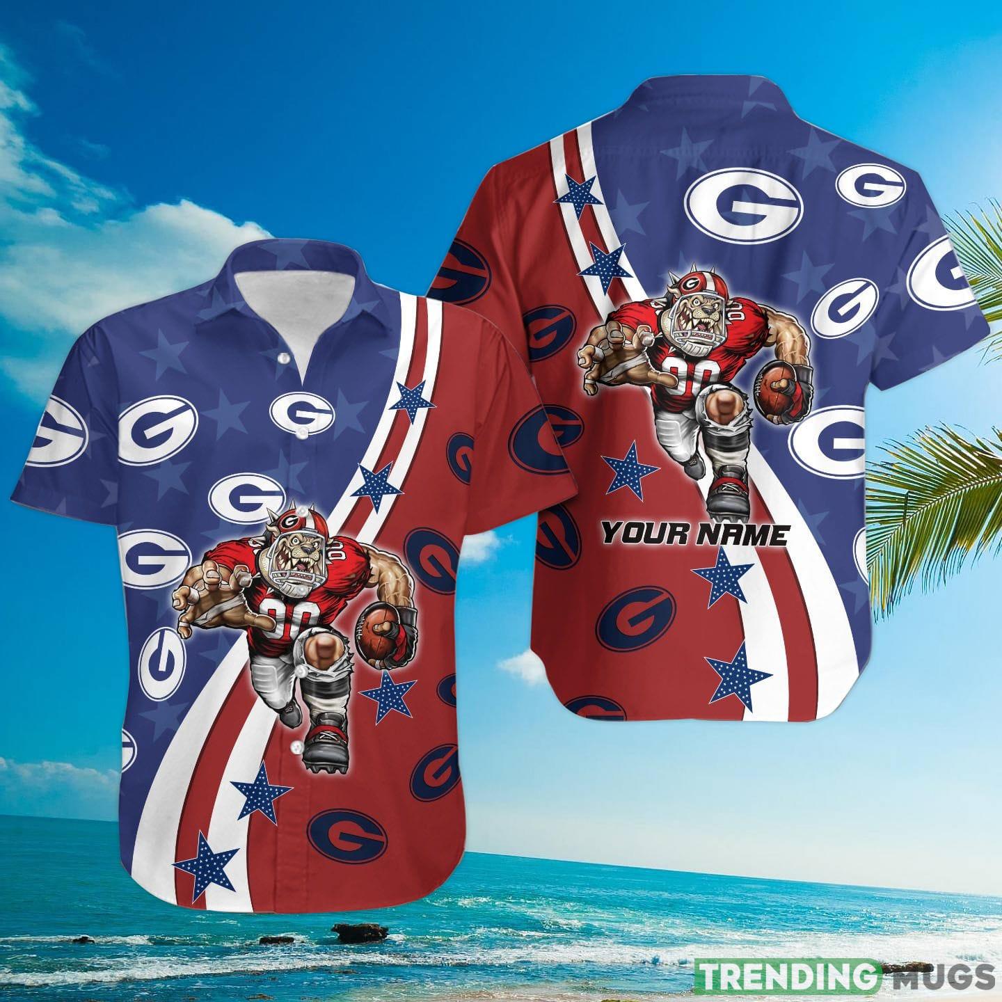 Georgia Bulldogs American Flag Custom Name Hawaiian Shirt Hawaiian Shirt Georgia Bulldogs American Flag Custom Name Hawaiian Shirt Hawaiian Shirt