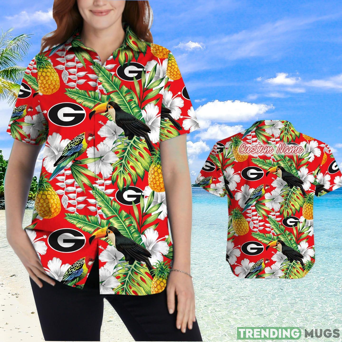 Georgia Bulldogs Custom Name Parrot Floral Tropical Hawaiian Shirt Hawaiian Shirt Georgia Bulldogs Custom Name Parrot Floral Tropical Hawaiian Shirt Hawaiian Shirt