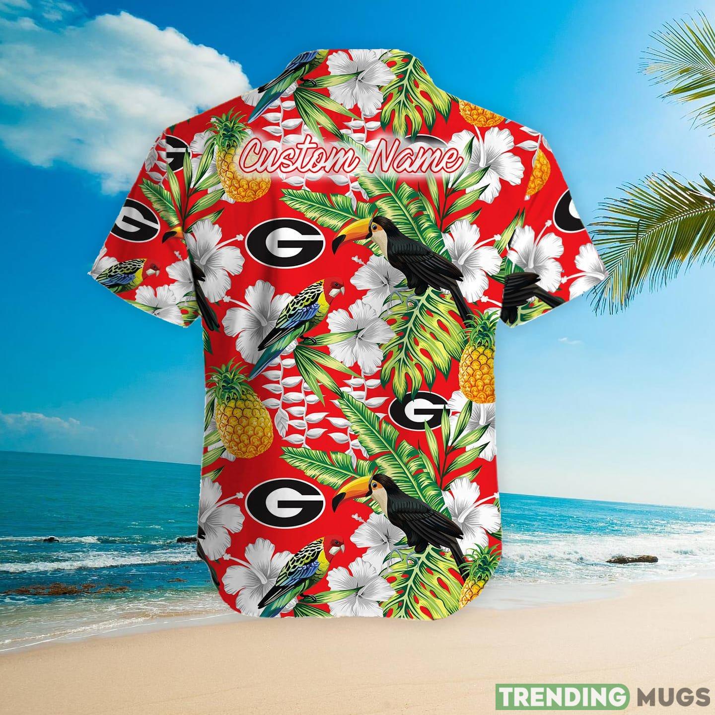 Georgia Bulldogs Custom Name Parrot Floral Tropical Hawaiian Shirt Hawaiian Shirt Georgia Bulldogs Custom Name Parrot Floral Tropical Hawaiian Shirt Hawaiian Shirt