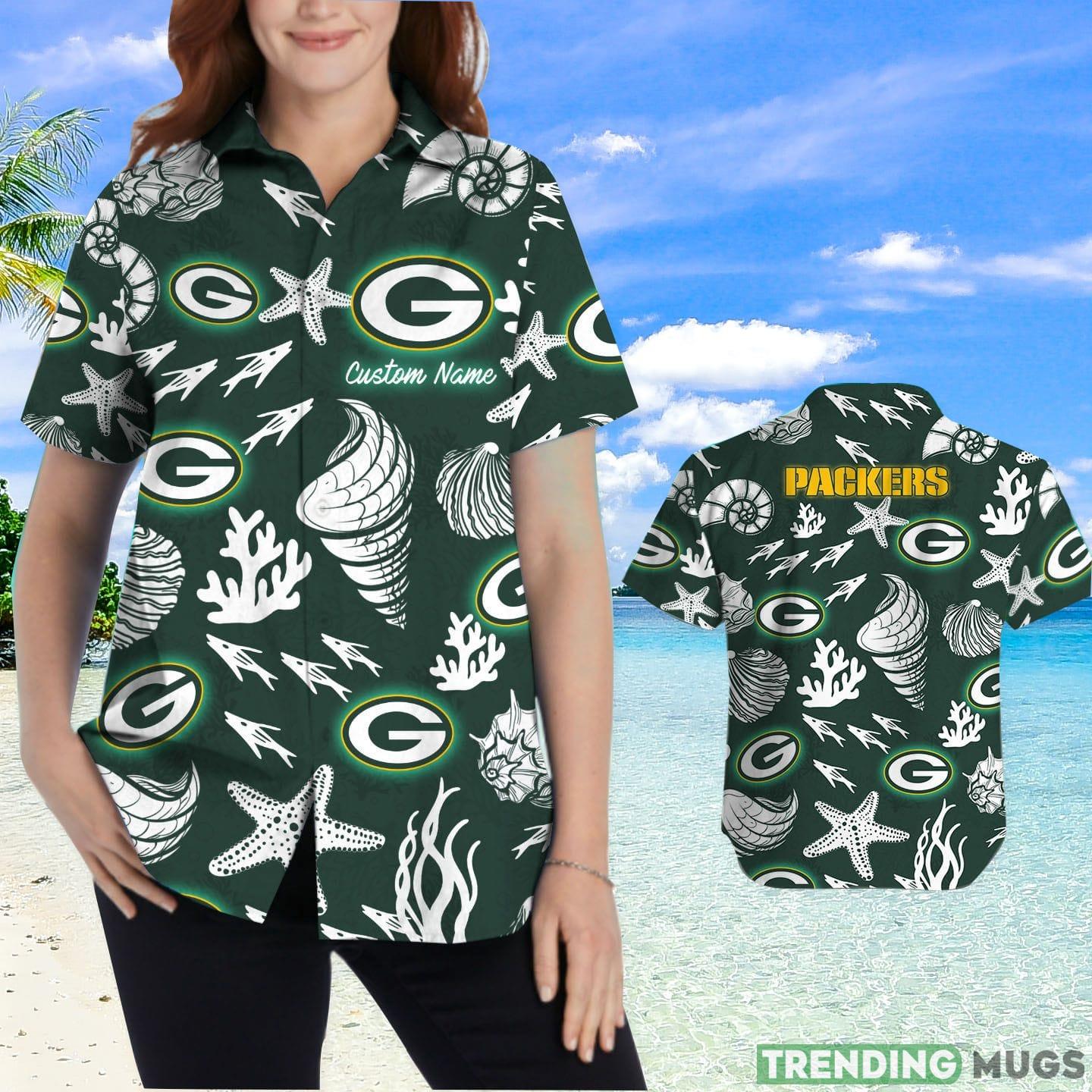 Green Bay Packers Custom Name Shells Starfish Parttern Hawaiian Shirt Hawaiian Shirt Green Bay Packers Custom Name Shells Starfish Parttern Hawaiian Shirt Hawaiian Shirt