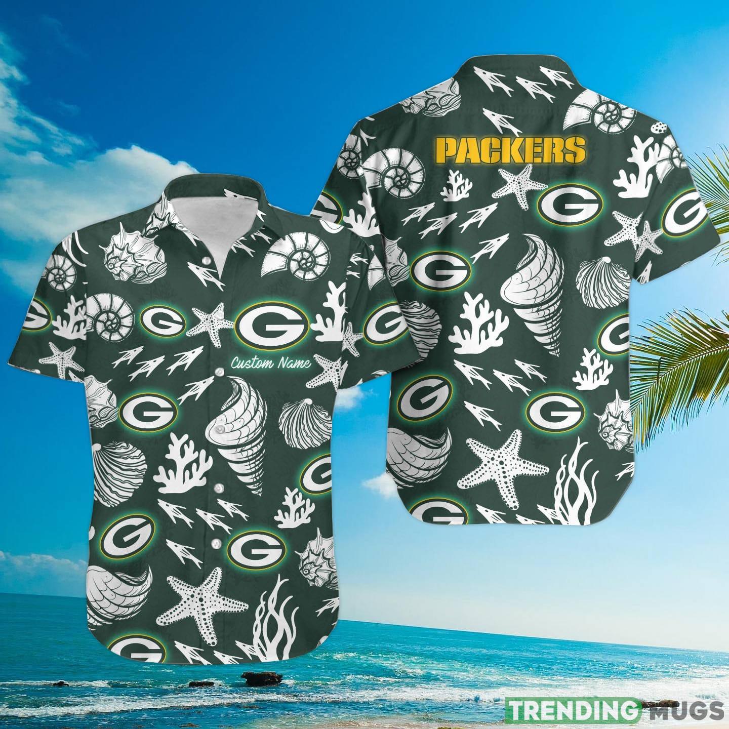 Green Bay Packers Custom Name Shells Starfish Parttern Hawaiian Shirt Hawaiian Shirt Green Bay Packers Custom Name Shells Starfish Parttern Hawaiian Shirt Hawaiian Shirt
