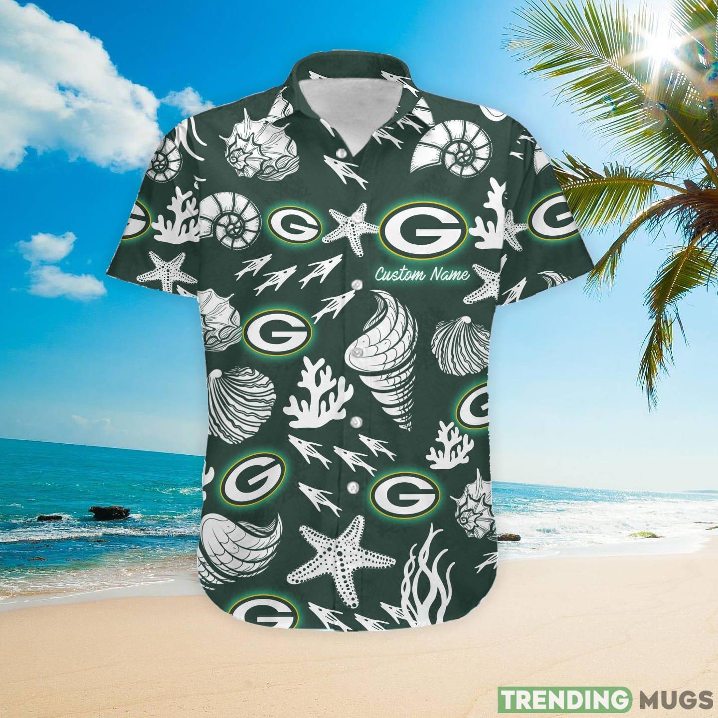 Green Bay Packers Custom Name Shells Starfish Parttern Hawaiian Shirt Hawaiian Shirt Green Bay Packers Custom Name Shells Starfish Parttern Hawaiian Shirt Hawaiian Shirt