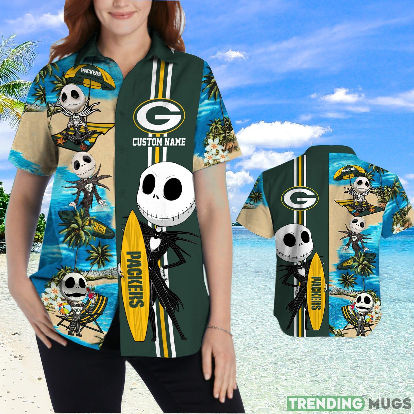 Green Bay Packers Jack Skellington Custom Name Hawaiian Shirt Hawaiian Shirt Green Bay Packers Jack Skellington Custom Name Hawaiian Shirt Hawaiian Shirt