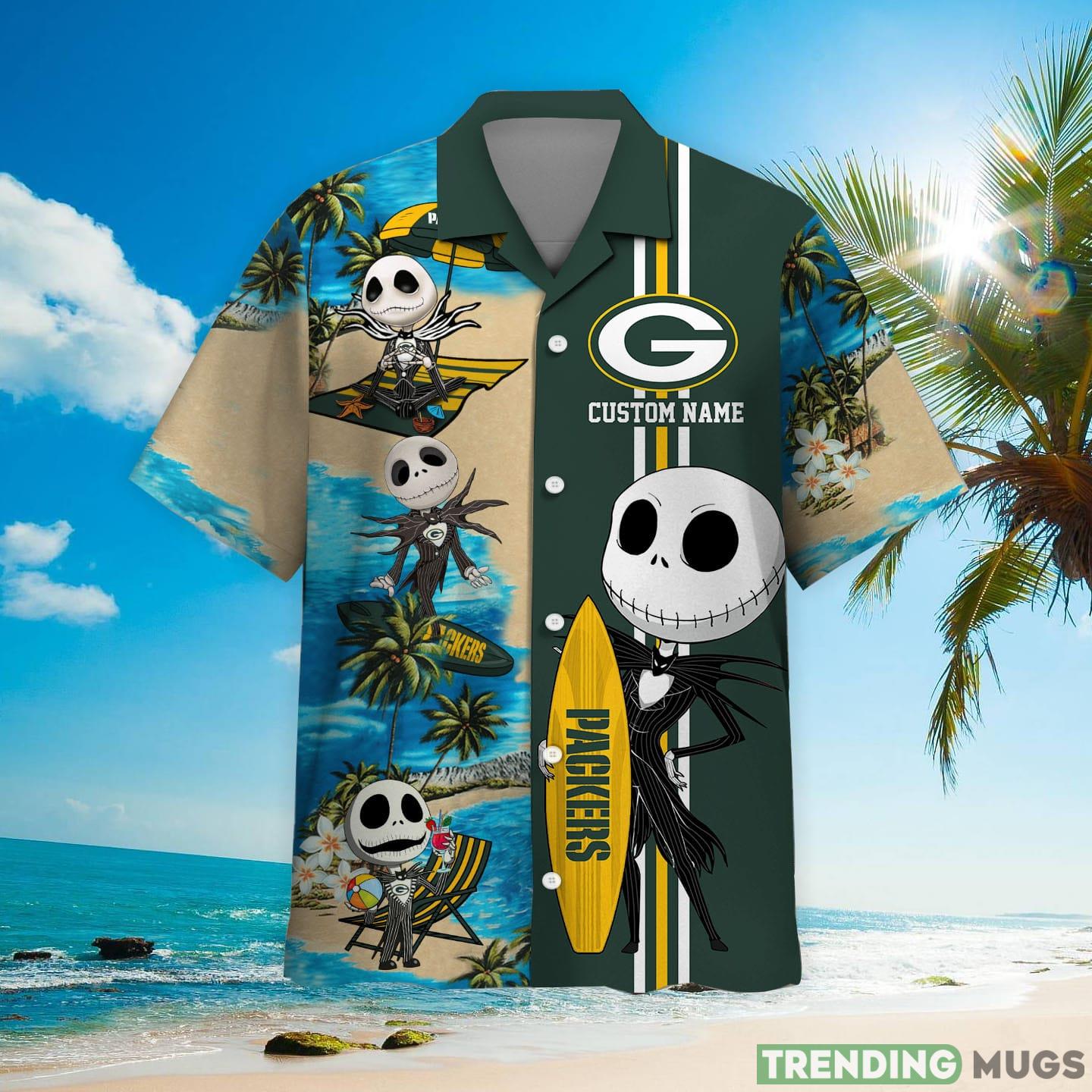 Green Bay Packers Jack Skellington Custom Name Hawaiian Shirt Hawaiian Shirt Green Bay Packers Jack Skellington Custom Name Hawaiian Shirt Hawaiian Shirt