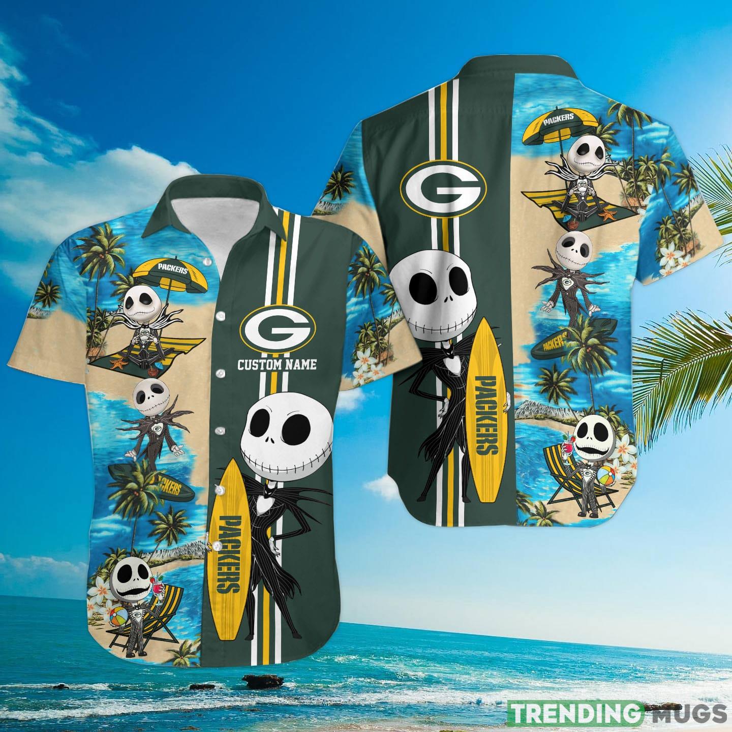 Green Bay Packers Jack Skellington Custom Name Hawaiian Shirt Hawaiian Shirt Green Bay Packers Jack Skellington Custom Name Hawaiian Shirt Hawaiian Shirt