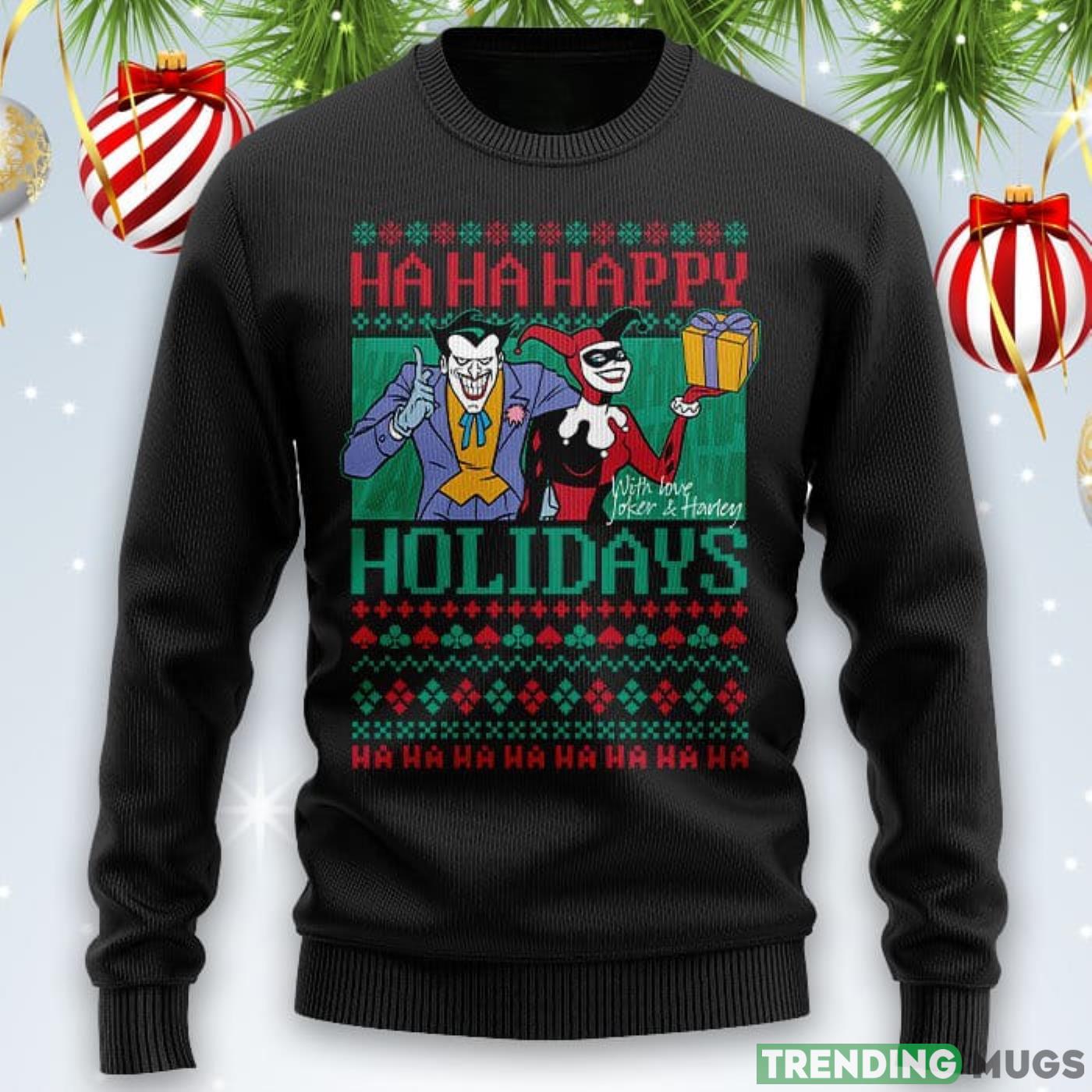 Ha Ha Happy Holidays Joker Sweater Product Photo 1 Ha Ha Happy Holidays Joker Sweater Product Photo 1