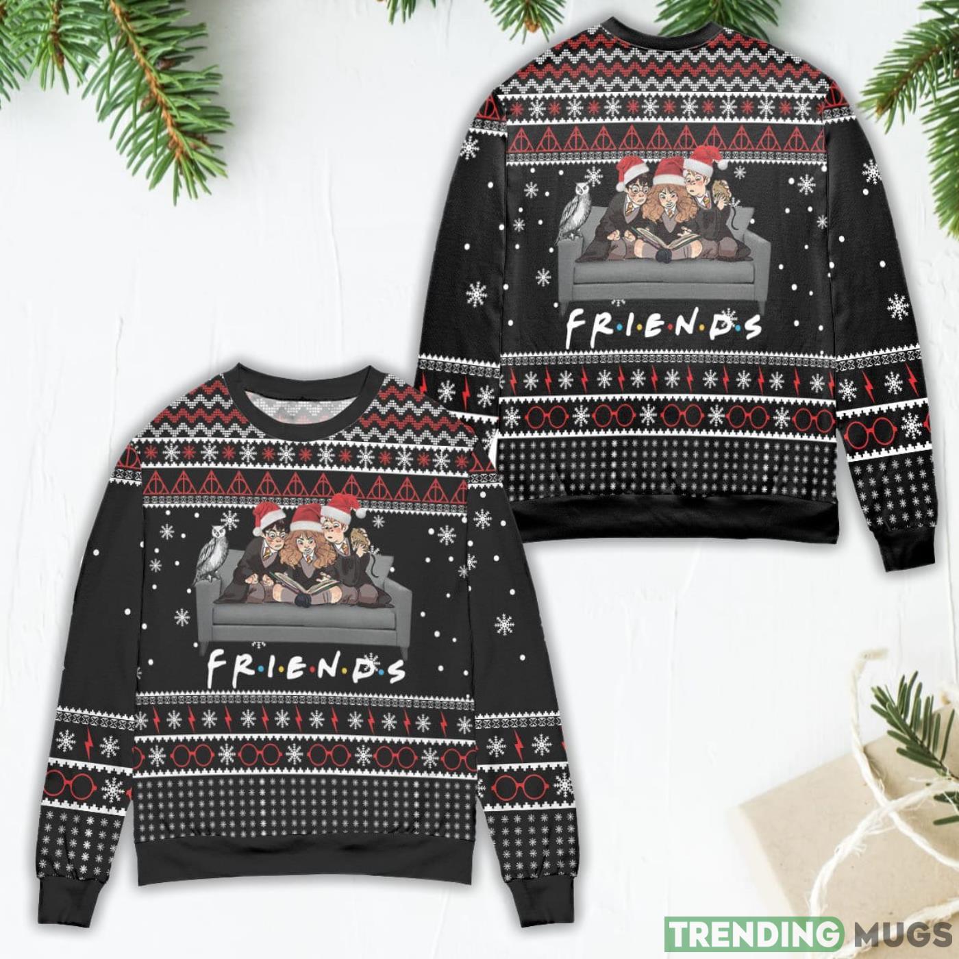 Harry Potter x Friends Snowflake Pattern Ugly Christmas Sweater Product Photo 1