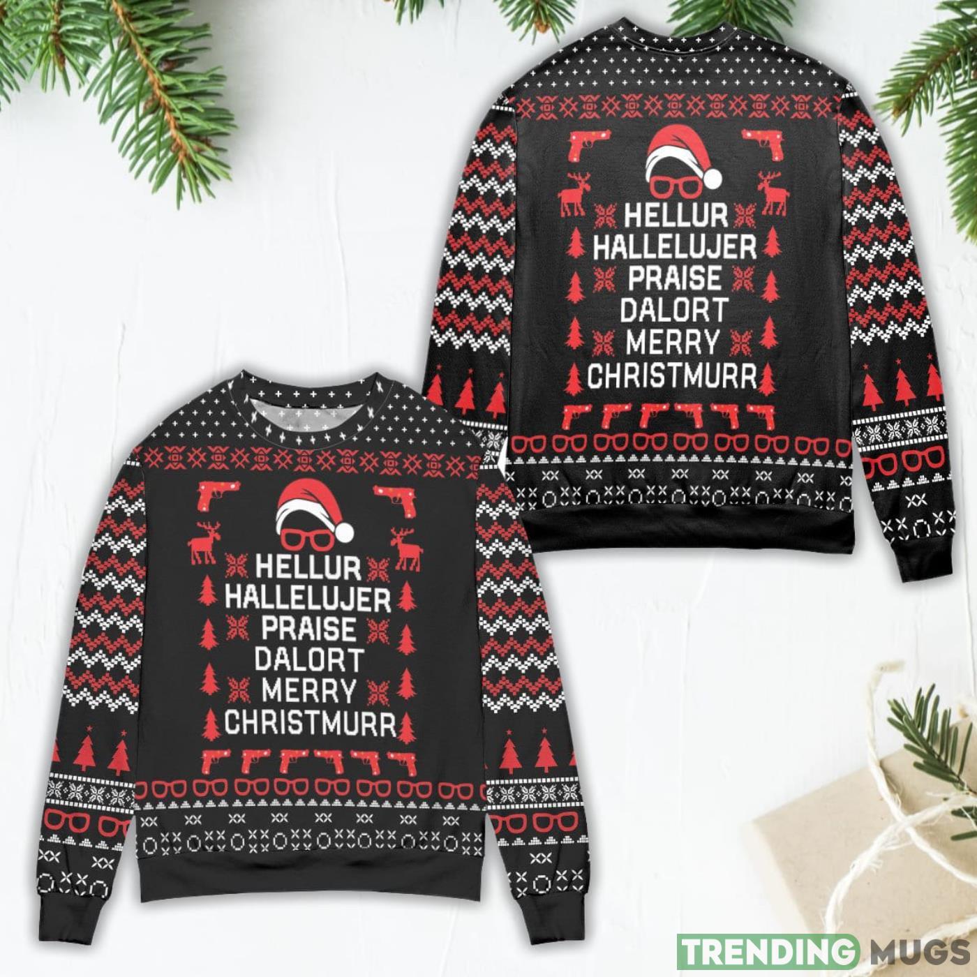 Hellur Hallelujer Praise Da Lort Merry Christmurr Ugly Christmas Sweater Product Photo 1