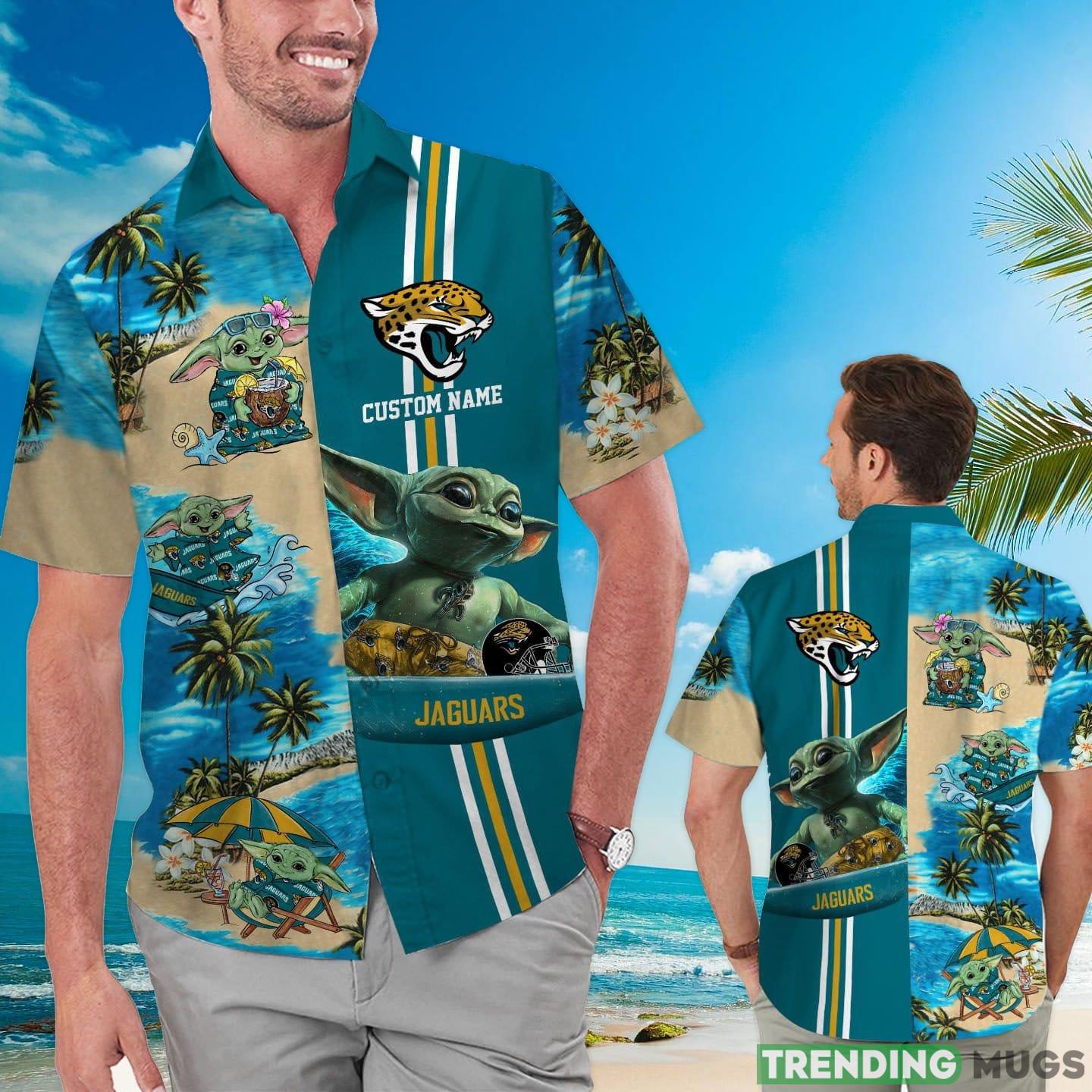 Jacksonville Jaguars Baby Yoda Custom Name Hawaiian Shirt Product Photo 1 Jacksonville Jaguars Baby Yoda Custom Name Hawaiian Shirt Product Photo 1