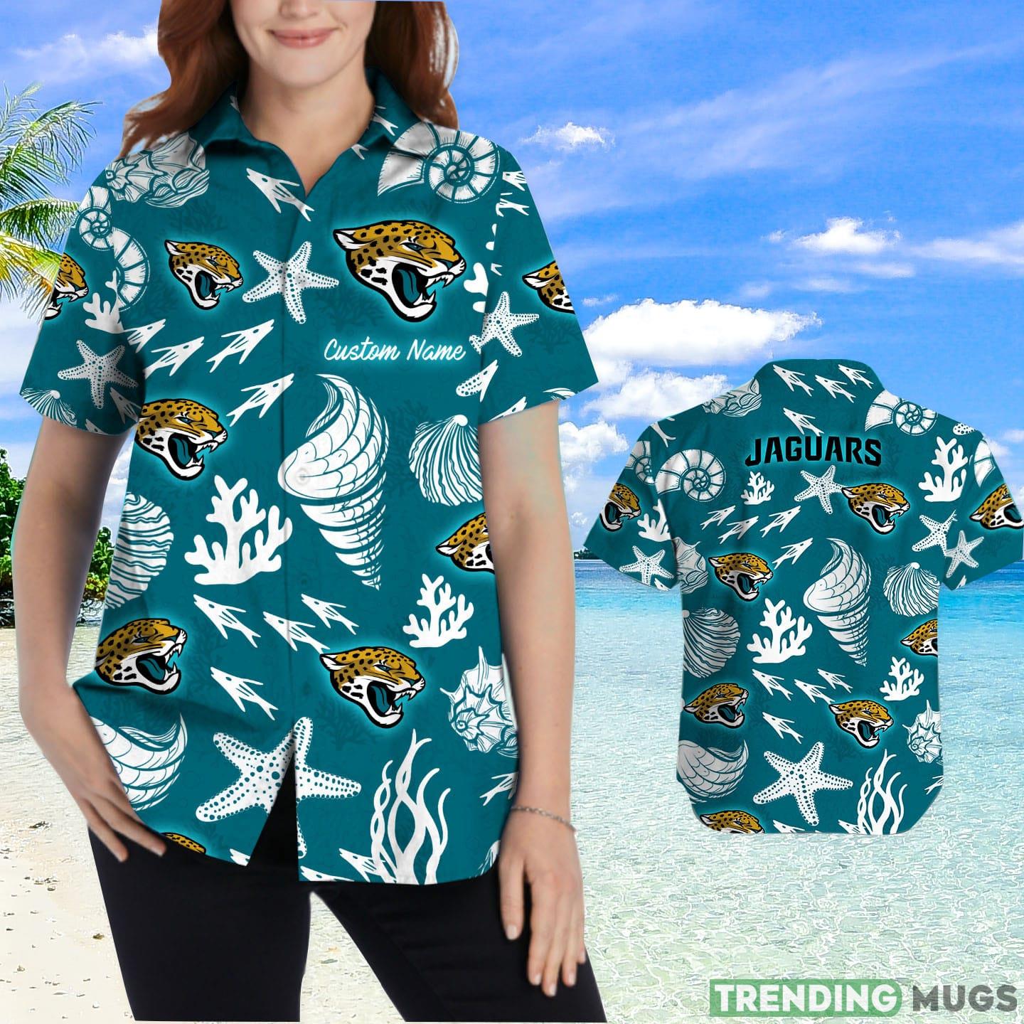 Jacksonville Jaguars Custom Name Shells Starfish Parttern Hawaiian Shirt Hawaiian Shirt Jacksonville Jaguars Custom Name Shells Starfish Parttern Hawaiian Shirt Hawaiian Shirt