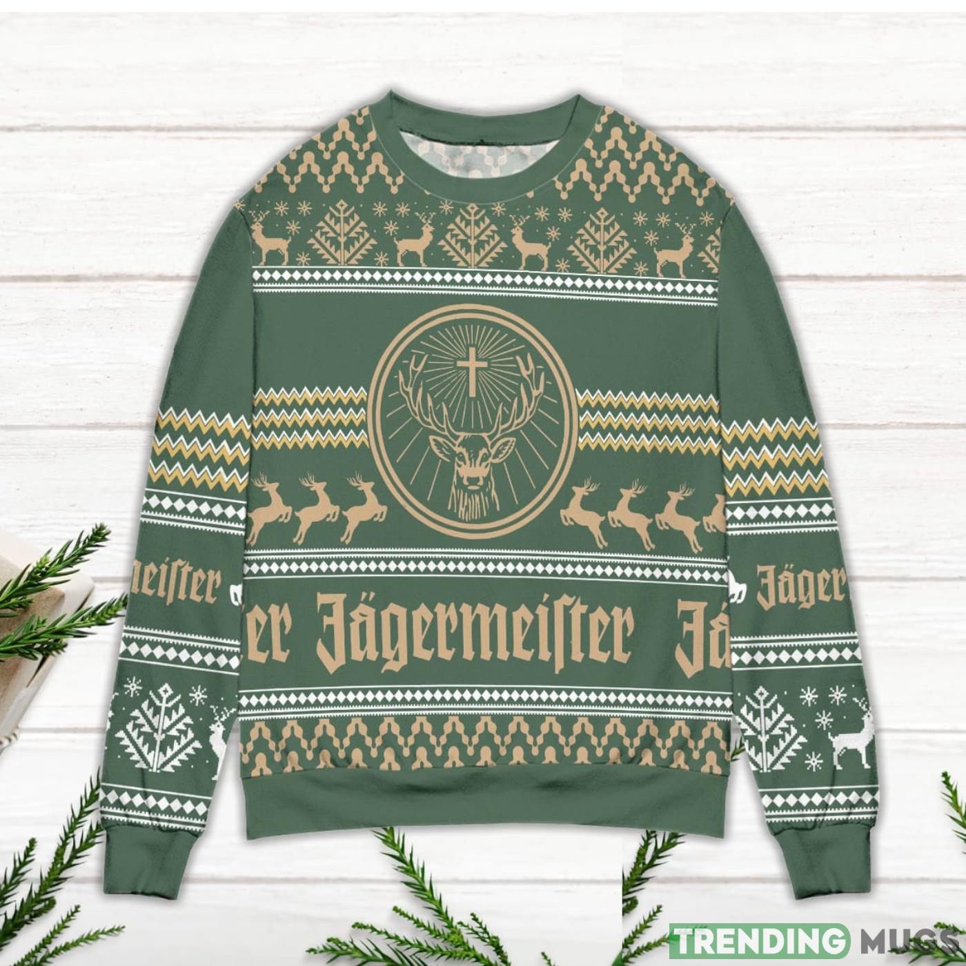 Jagermeister Logo Reindeer Pattern Ugly Christmas Sweater Sweater Jagermeister Logo Reindeer Pattern Ugly Christmas Sweater Sweater
